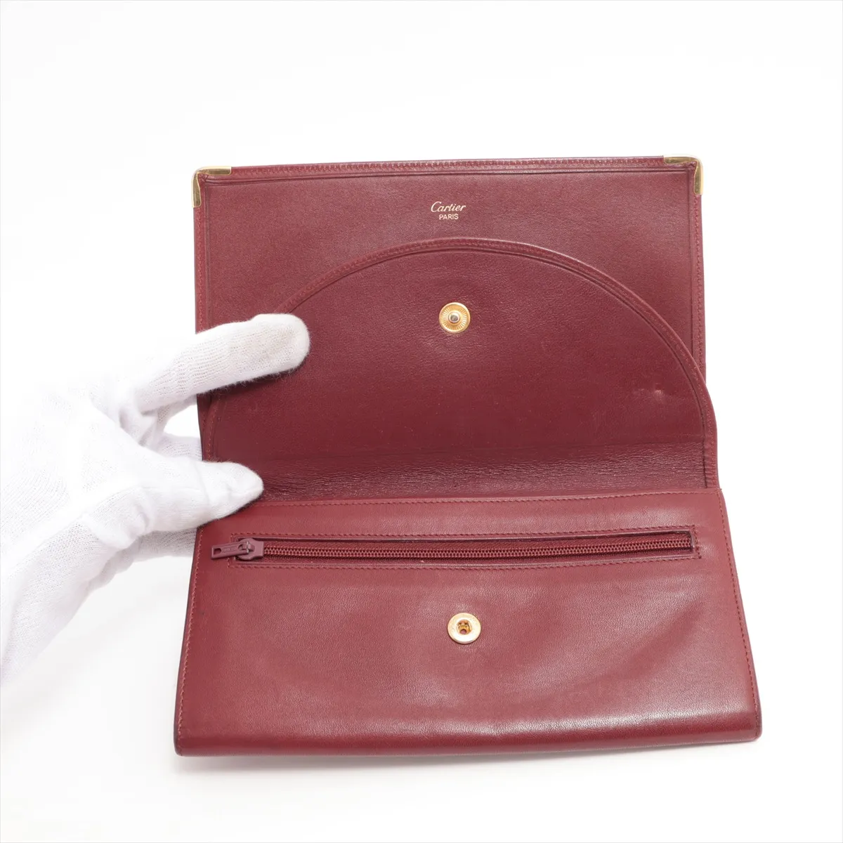 Mustline Leather Long Wallet Bordeaux — view 4