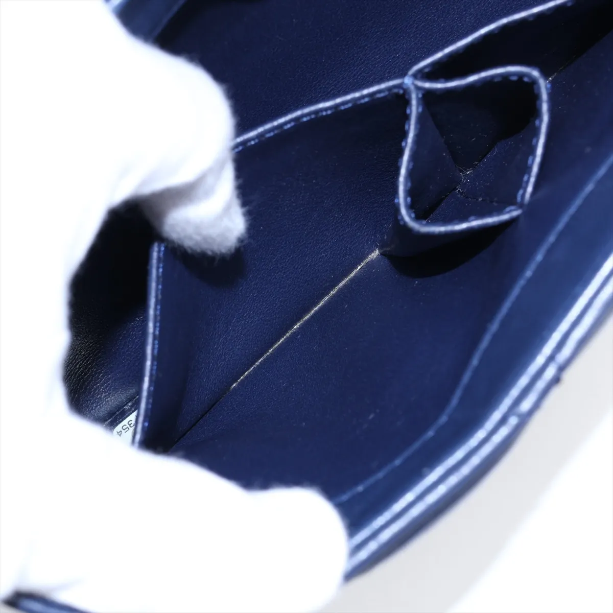 Trendy CC Lambskin 2-Way Handbag, Navy with Gold Hardware, 26387354, Serial Number 26 — view 12