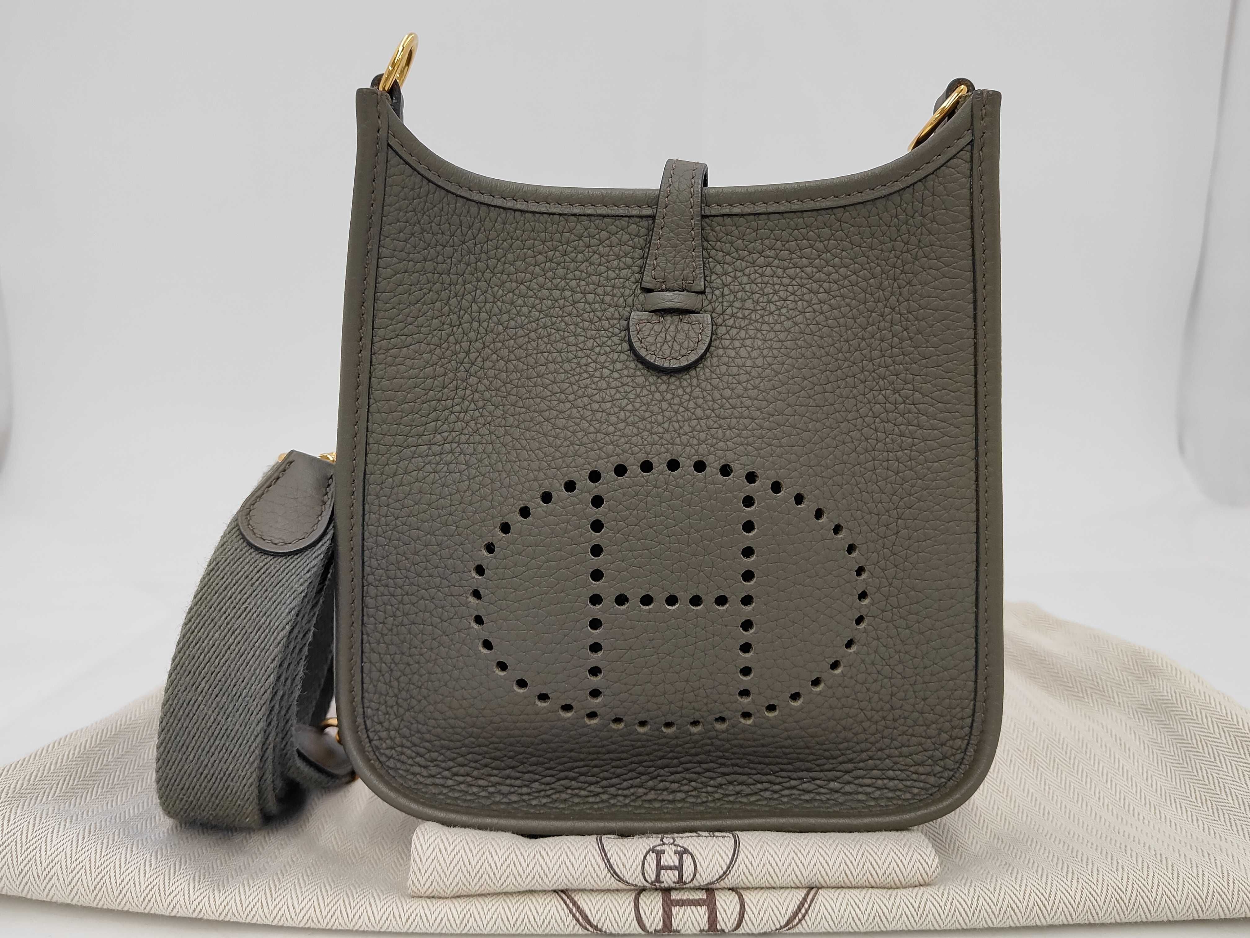 Evelyne TPM Taurillon Clemence Amazon Vert de Gris Y stamp with dust bag BZ YBS 011 Shoulder Bag