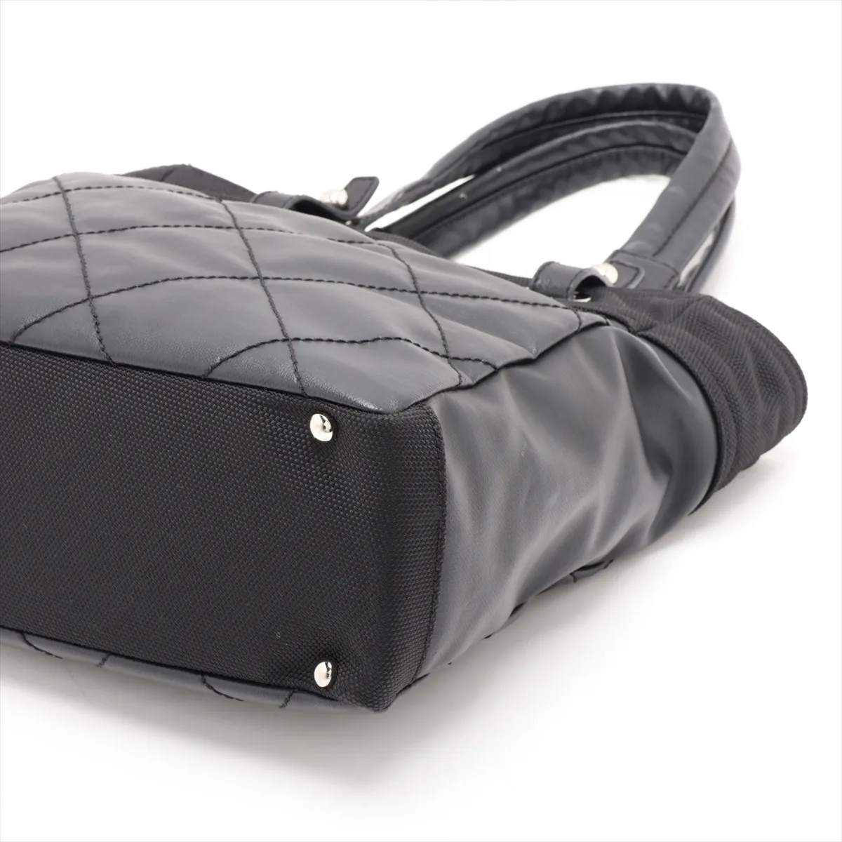 Paris Biarritz PM Coated Canvas Tote Bag, Black with Silver Hardware, Item No. 11199003, Series No. 11 — view 3