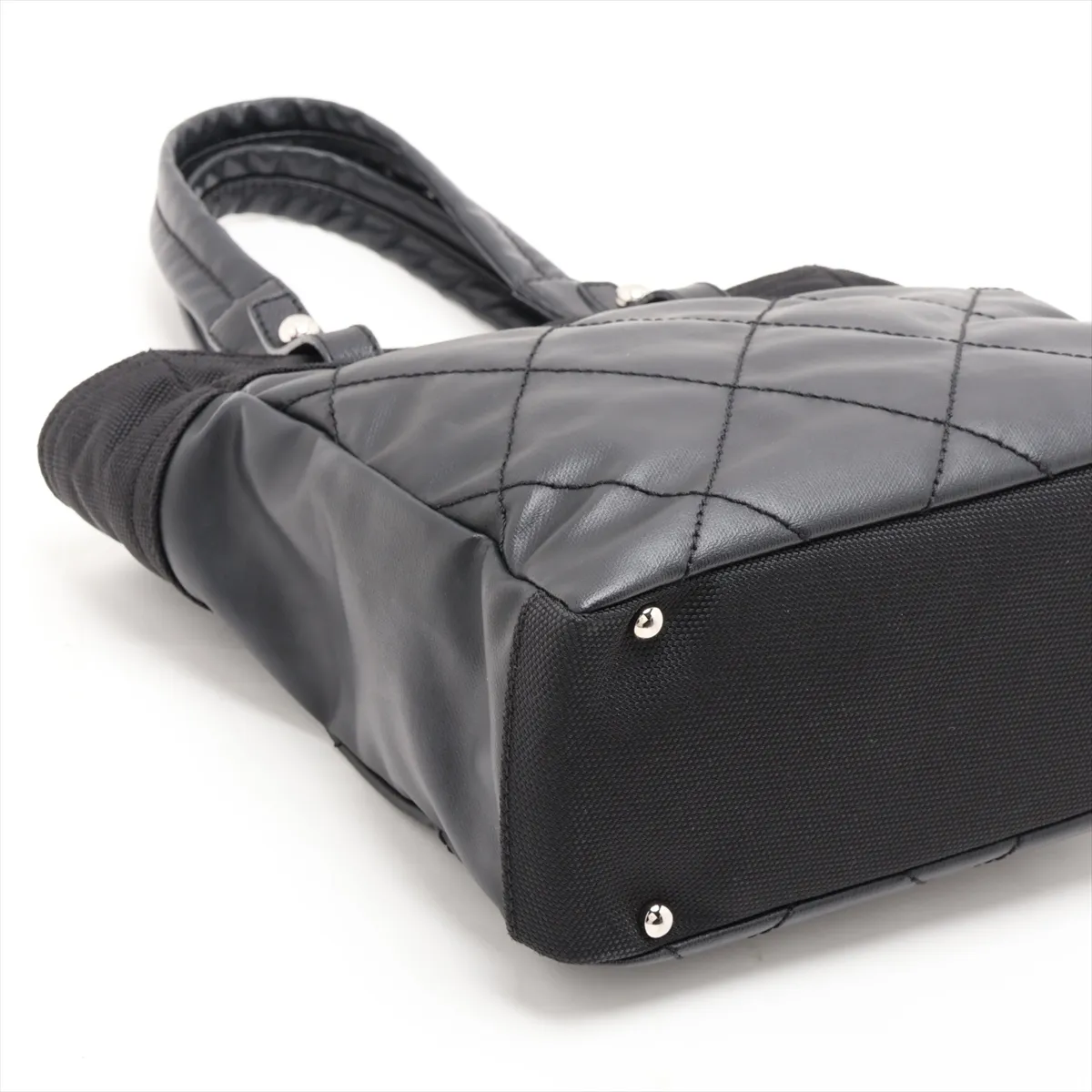 Paris Biarritz PM Coated Canvas Tote Bag, Black with Silver Hardware, Item No. 11199003, Series No. 11 — view 4