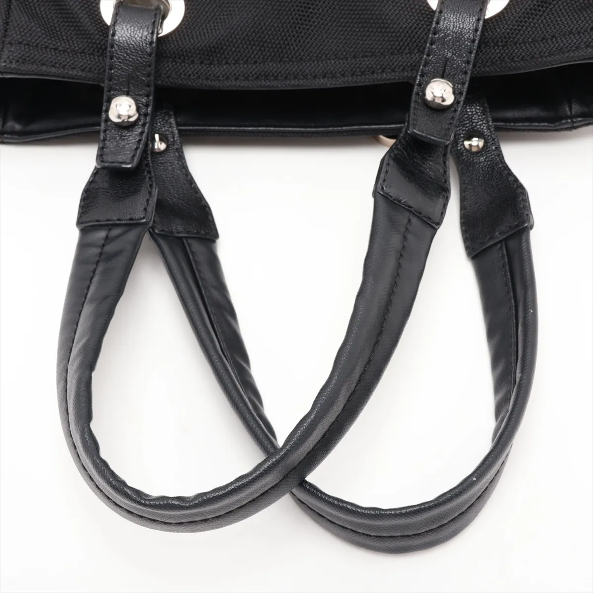 Paris Biarritz PM Coated Canvas Tote Bag, Black with Silver Hardware, Item No. 11199003, Series No. 11 — view 5