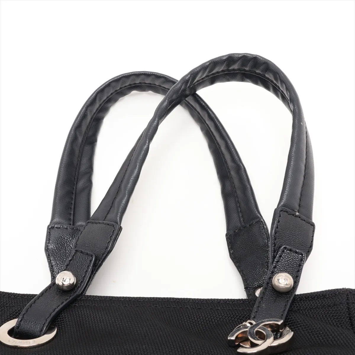 Paris Biarritz PM Coated Canvas Tote Bag, Black with Silver Hardware, Item No. 11199003, Series No. 11 — view 6