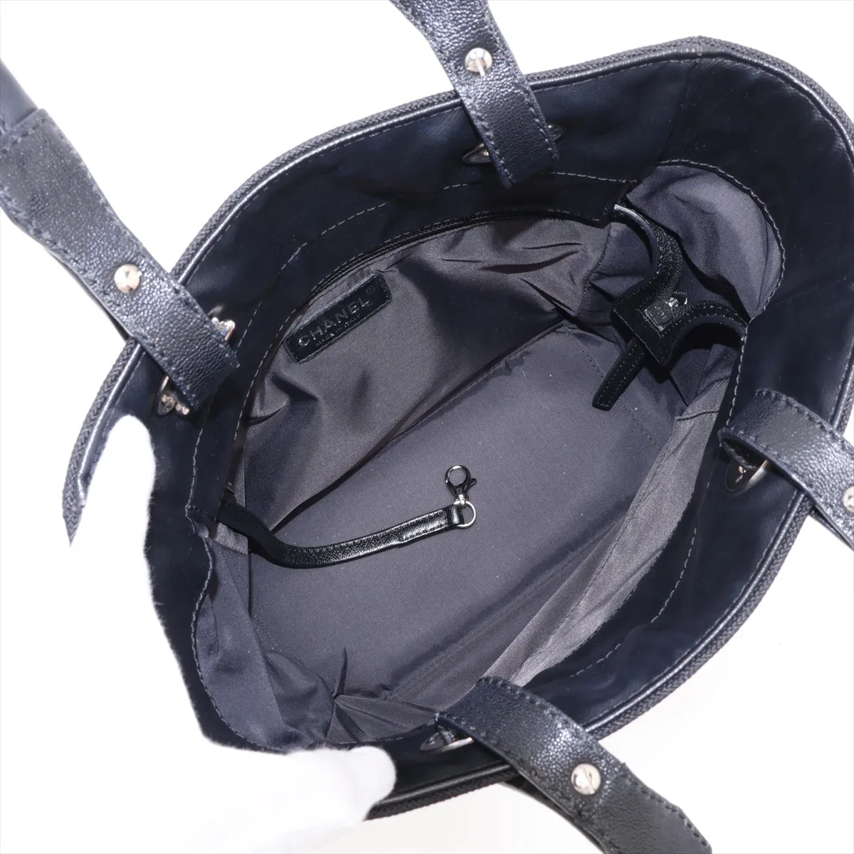 Paris Biarritz PM Coated Canvas Tote Bag, Black with Silver Hardware, Item No. 11199003, Series No. 11 — view 7