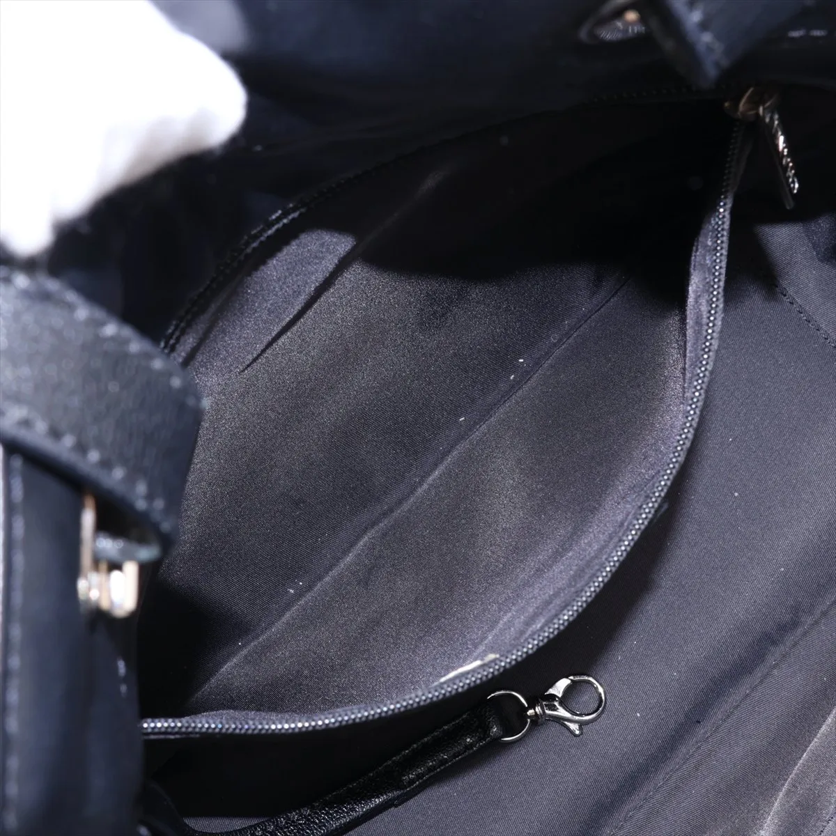 Paris Biarritz PM Coated Canvas Tote Bag, Black with Silver Hardware, Item No. 11199003, Series No. 11 — view 8