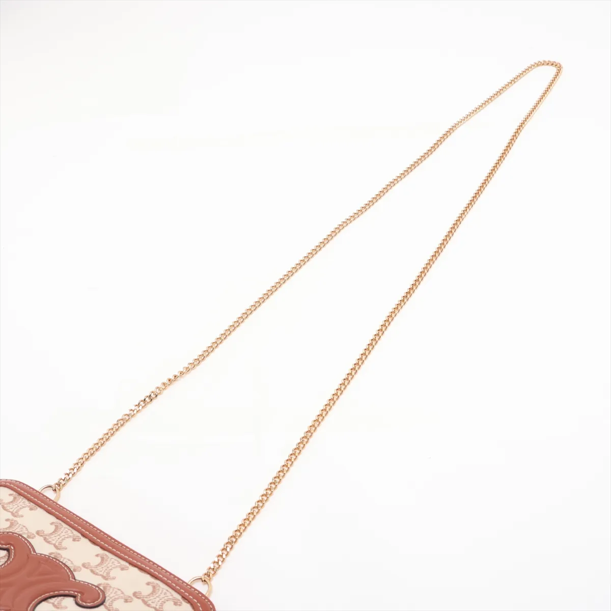 Triomphe Canvas Chain Shoulder Bag, Brown — view 5