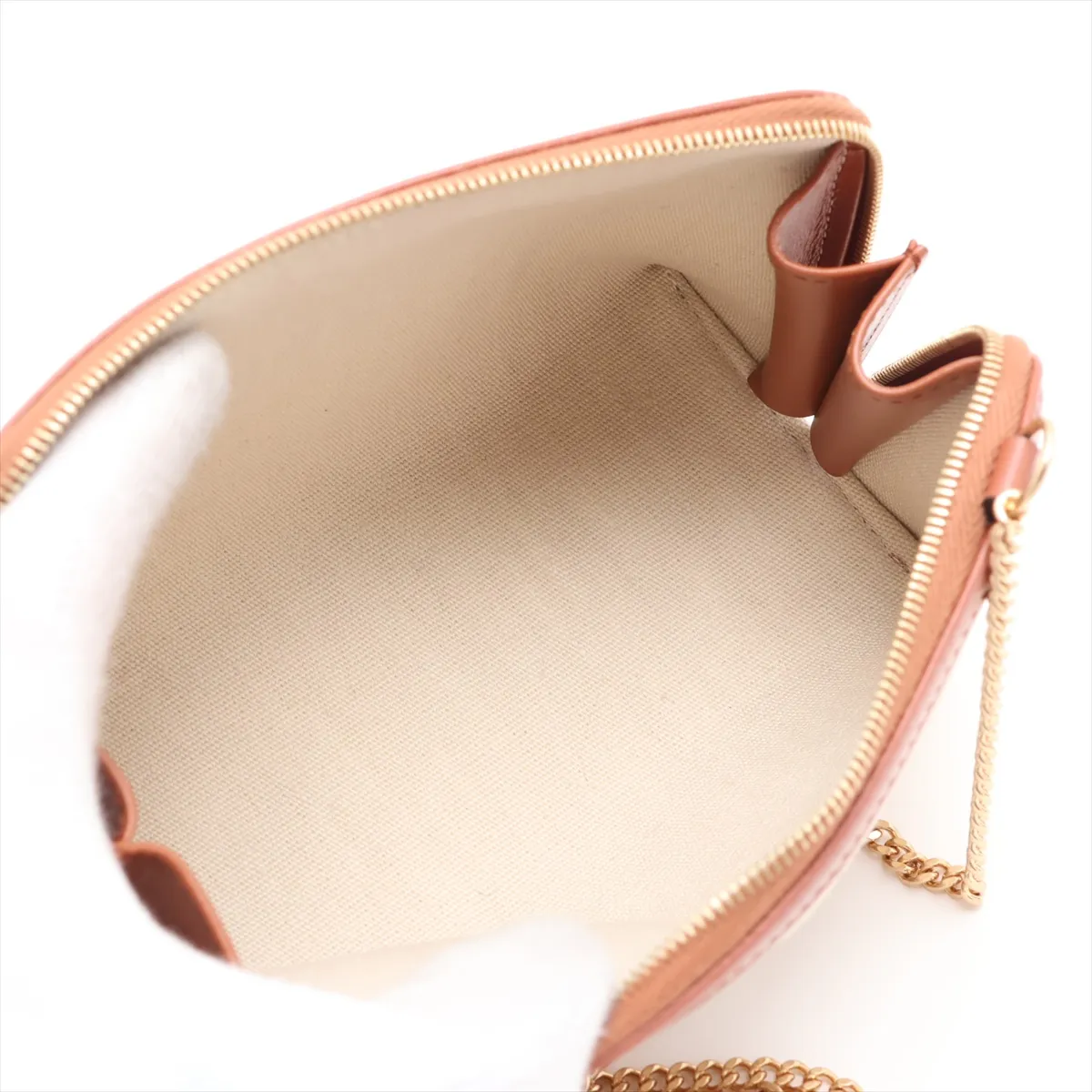 Triomphe Canvas Chain Shoulder Bag, Brown — view 6