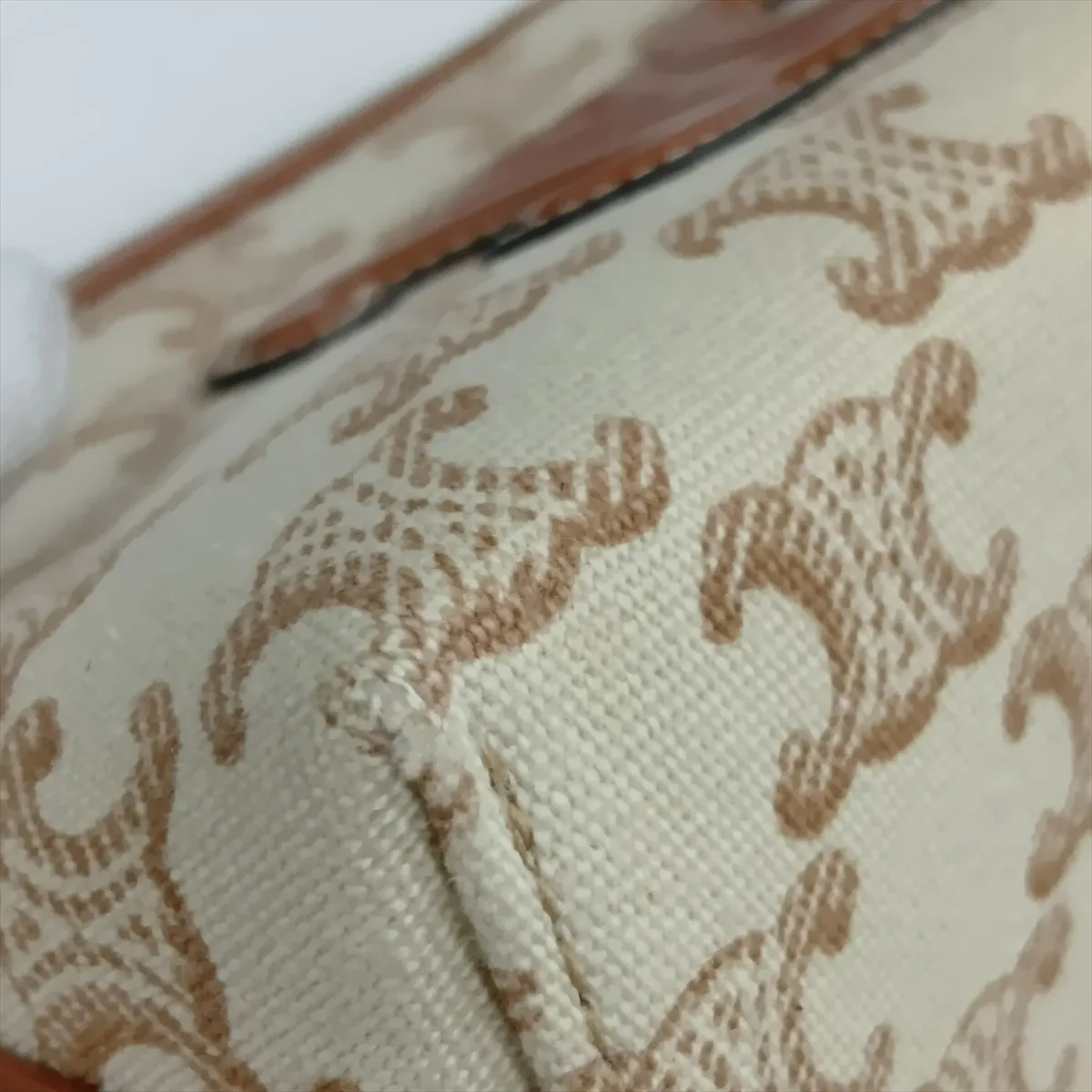 Triomphe Canvas Chain Shoulder Bag, Brown — view 9