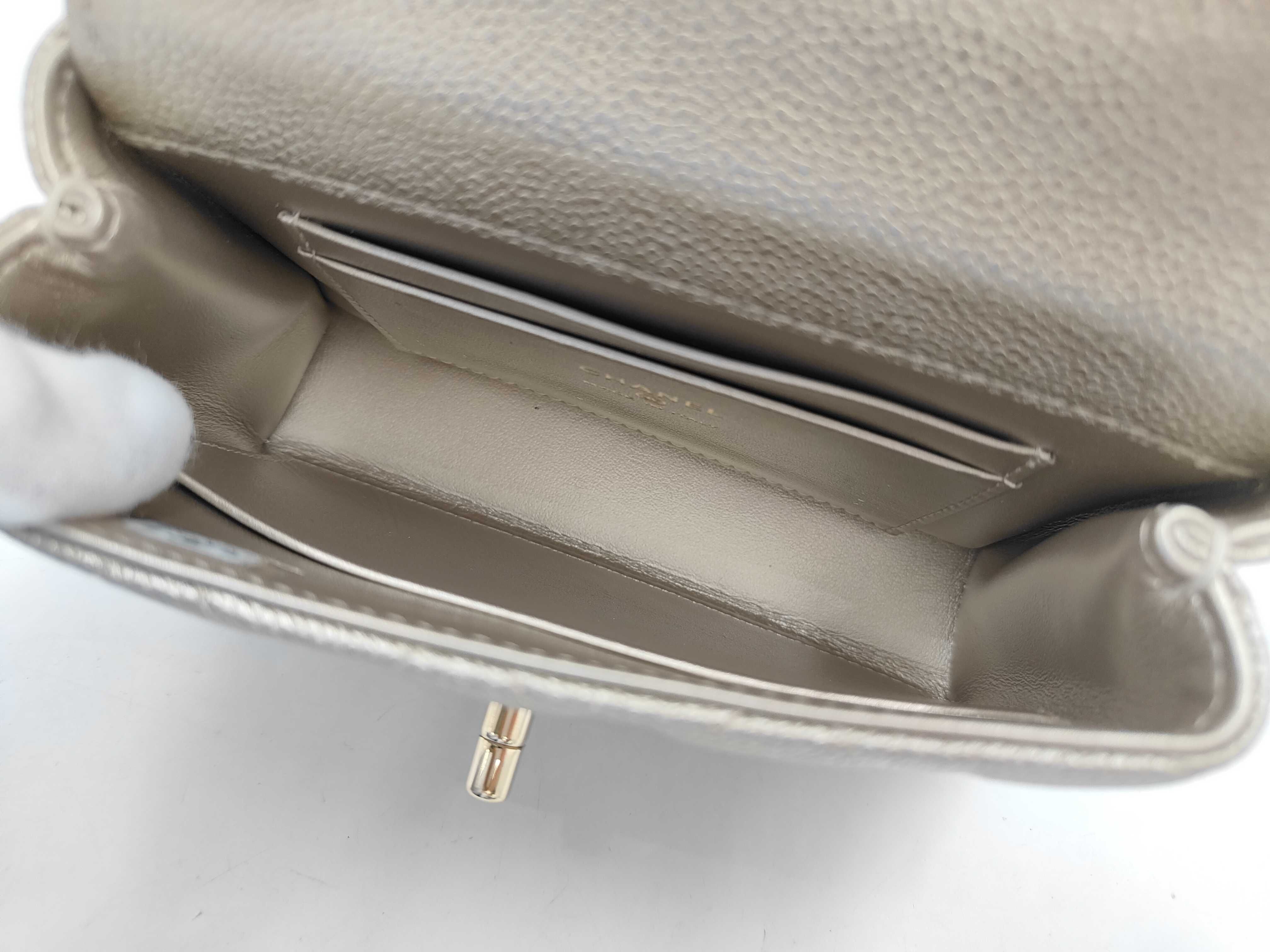 Caviar Skin Coco Handle Metallic Gold Shoulder Bag — view 12