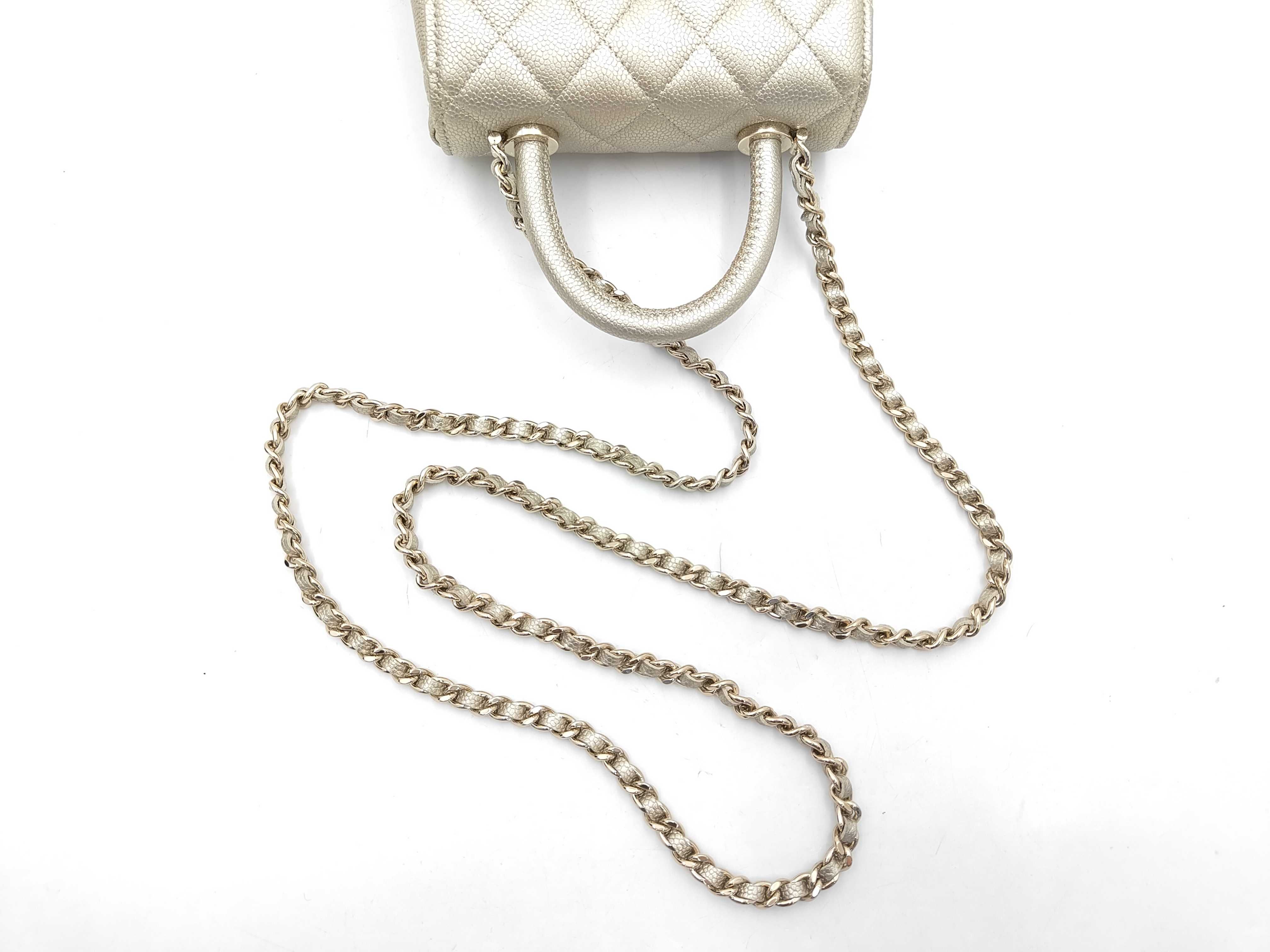 Caviar Skin Coco Handle Metallic Gold Shoulder Bag — view 3
