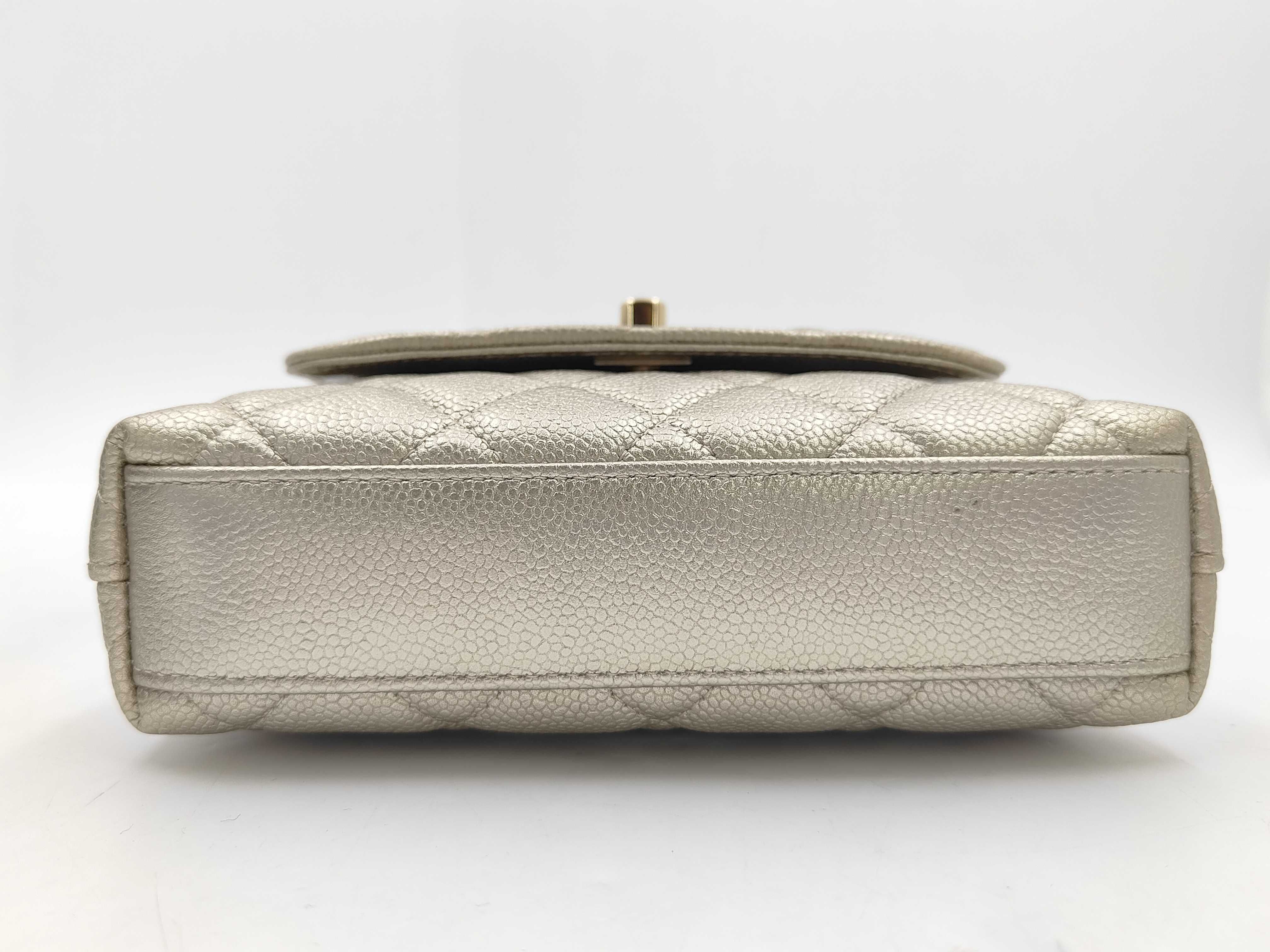 Caviar Skin Coco Handle Metallic Gold Shoulder Bag — view 7