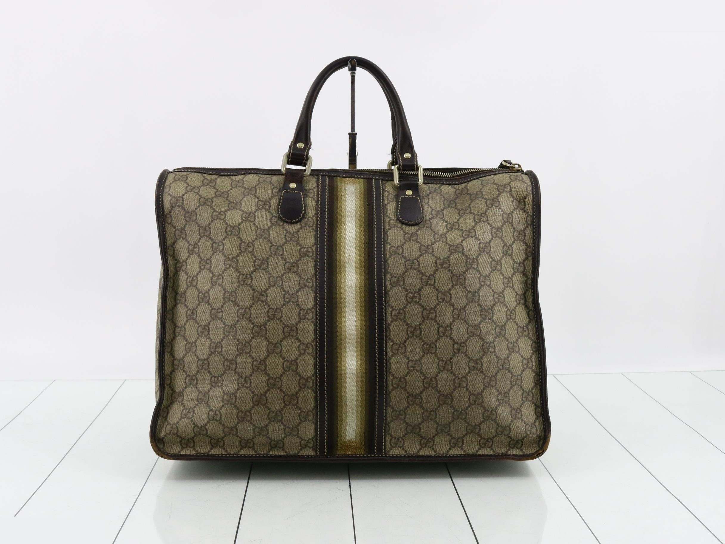 GG Supreme Leather Web Stripe Tote Bag — view 2