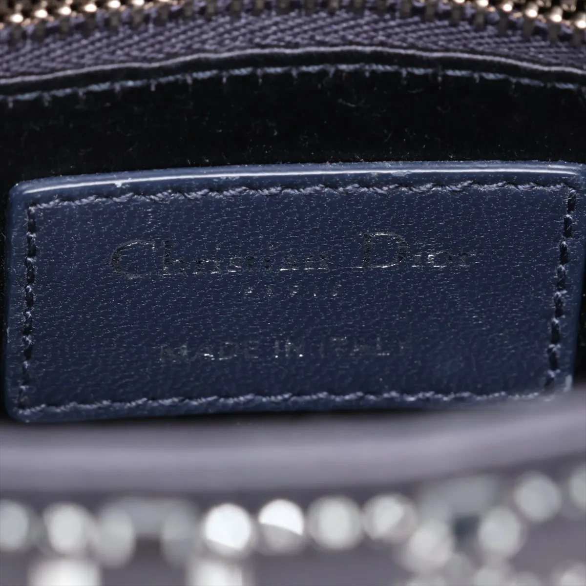 Lady Dior Cannage Satin 2-Way Handbag, Navy — view 10