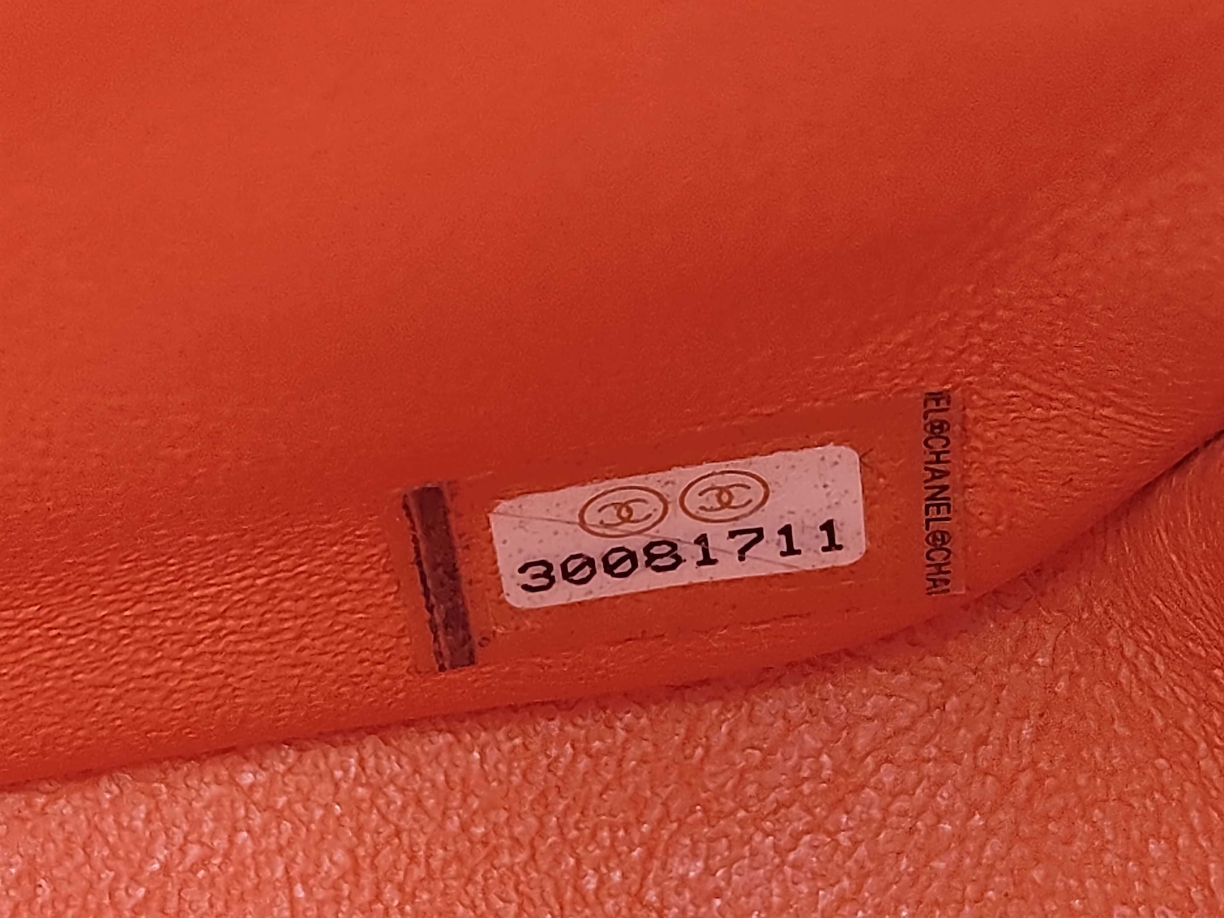 Mini Matelassé Chain Shoulder Bag, Orange Lambskin, Gold Hardware. — view 13
