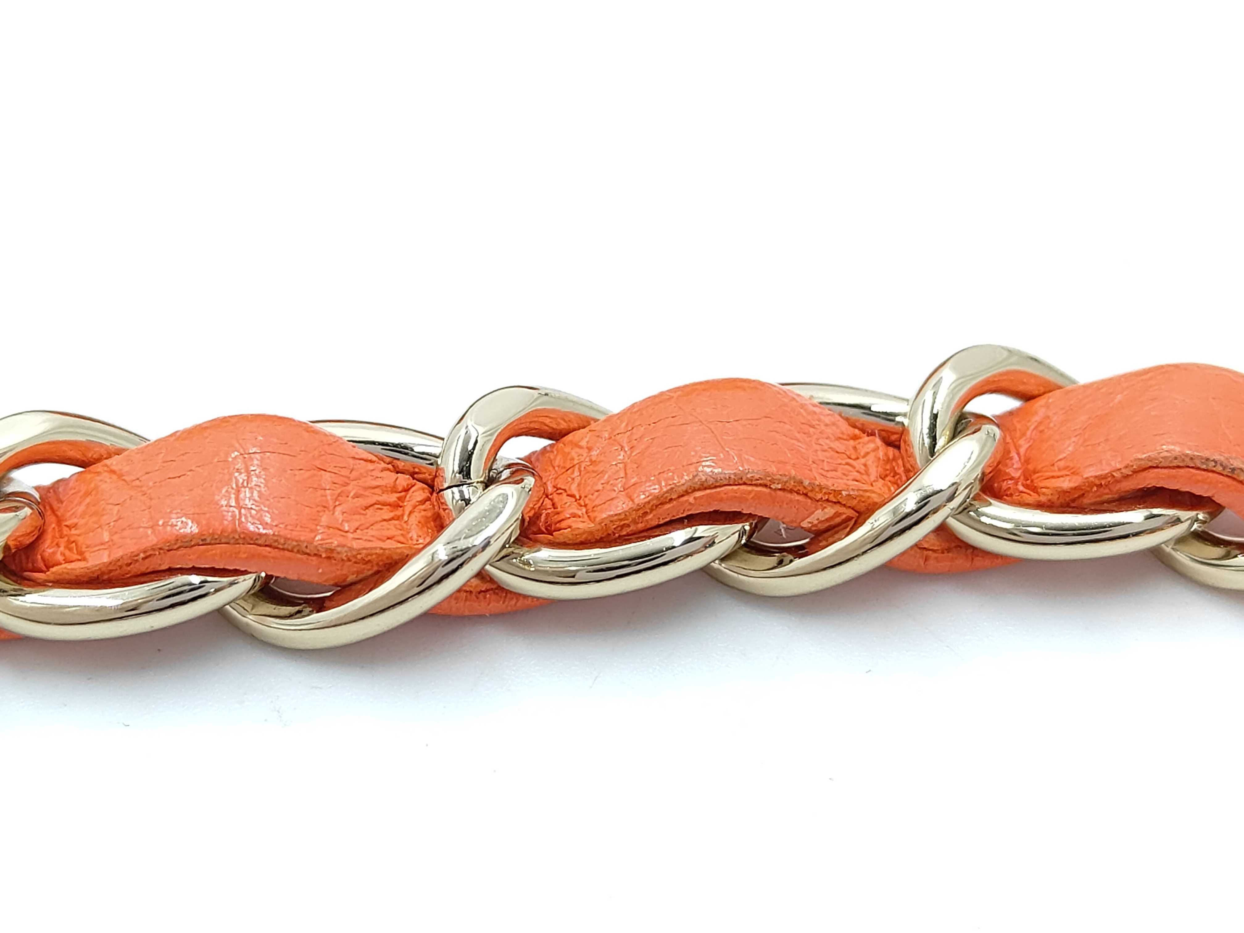 Mini Matelassé Chain Shoulder Bag, Orange Lambskin, Gold Hardware. — view 4