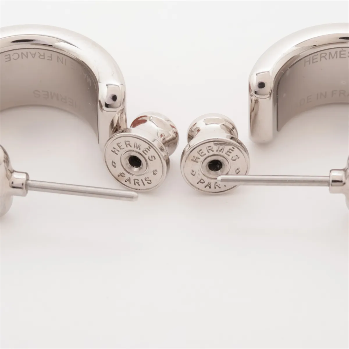 Olympe PM hoop earrings, gold-plated leather, silver and brown finish. Shows signs of wear including — view 4