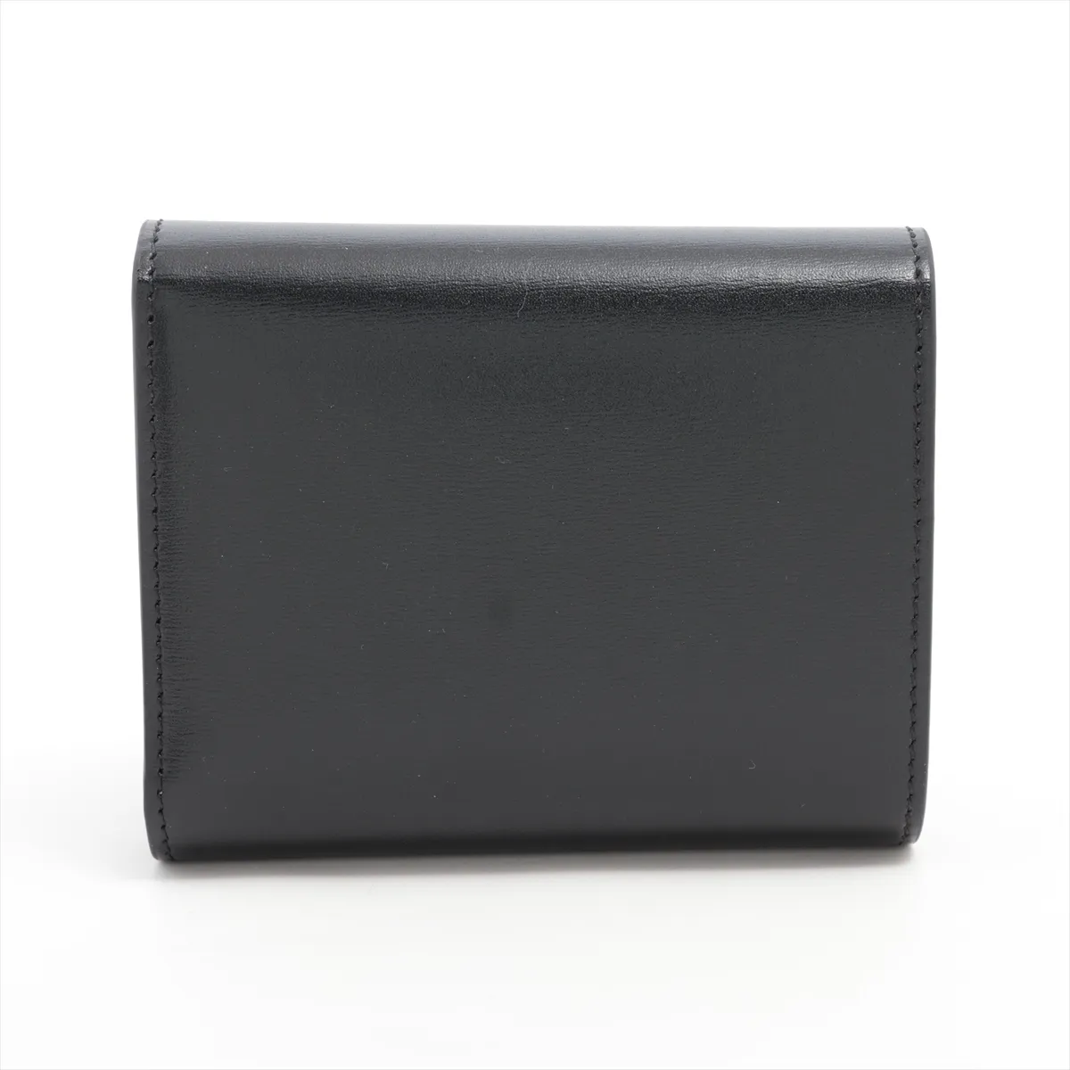 Triomphe Small Flap Wallet Leather Compact Wallet Black — view 2