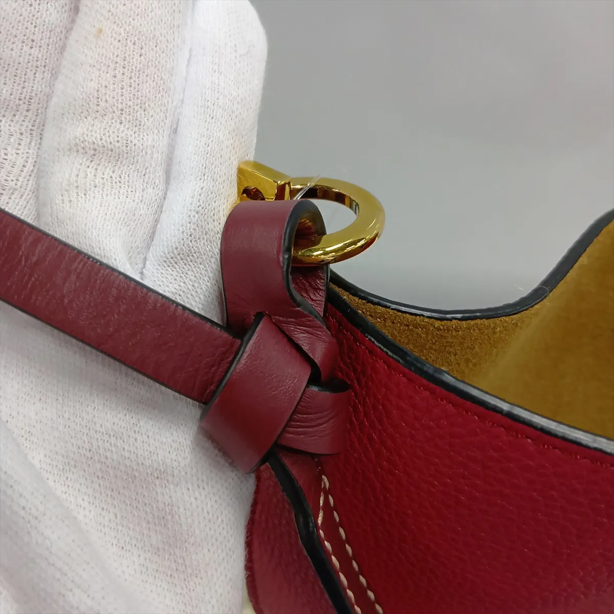 Anagram Gate Bucket Leather Shoulder Bag, Bordeaux — view 12