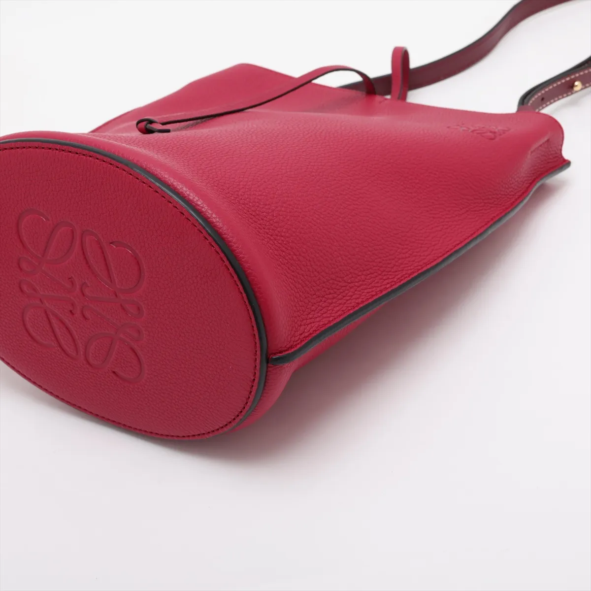 Anagram Gate Bucket Leather Shoulder Bag, Bordeaux — view 3