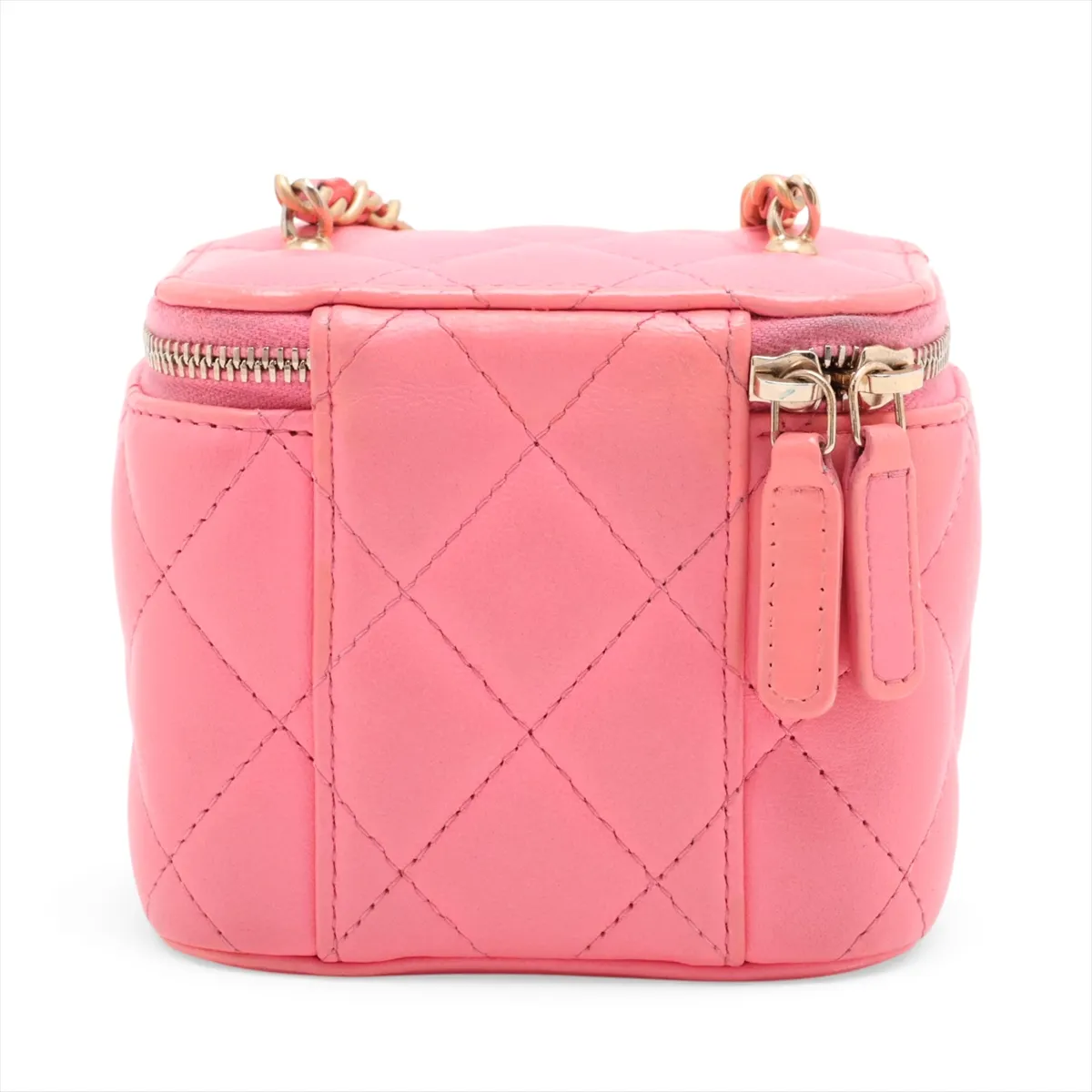 Matelassé Lambskin Chain Shoulder Bag Vanity Case Pink Gold Hardware 32038151 Serial Number 32 — view 2