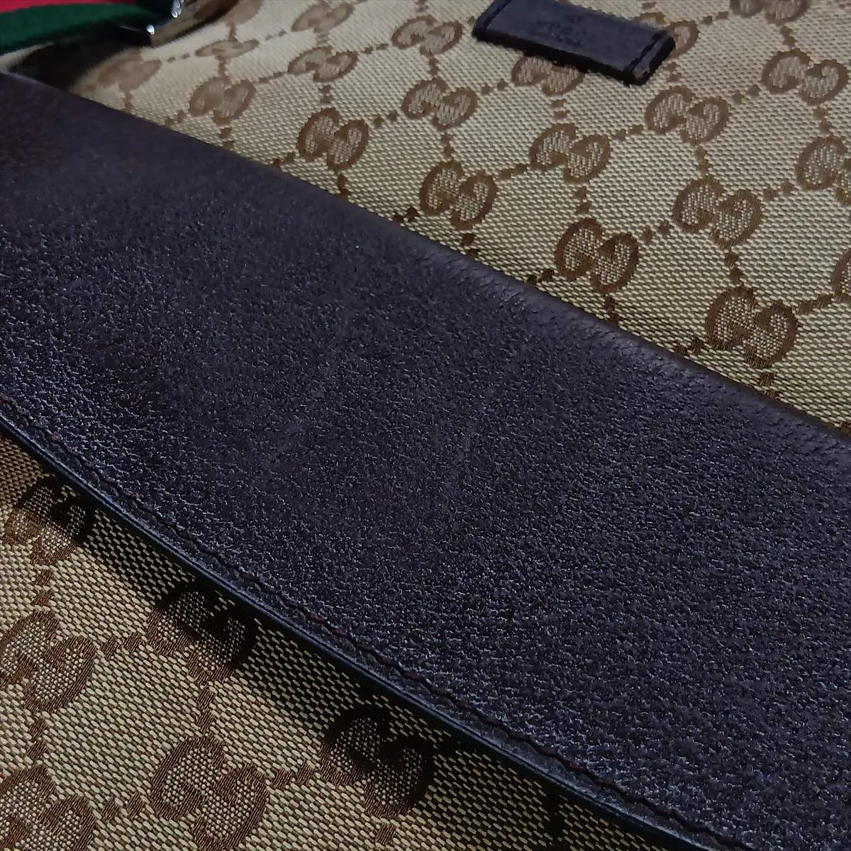 GG Canvas 256100 Canvas x Leather Shoulder Bag Brown — view 12