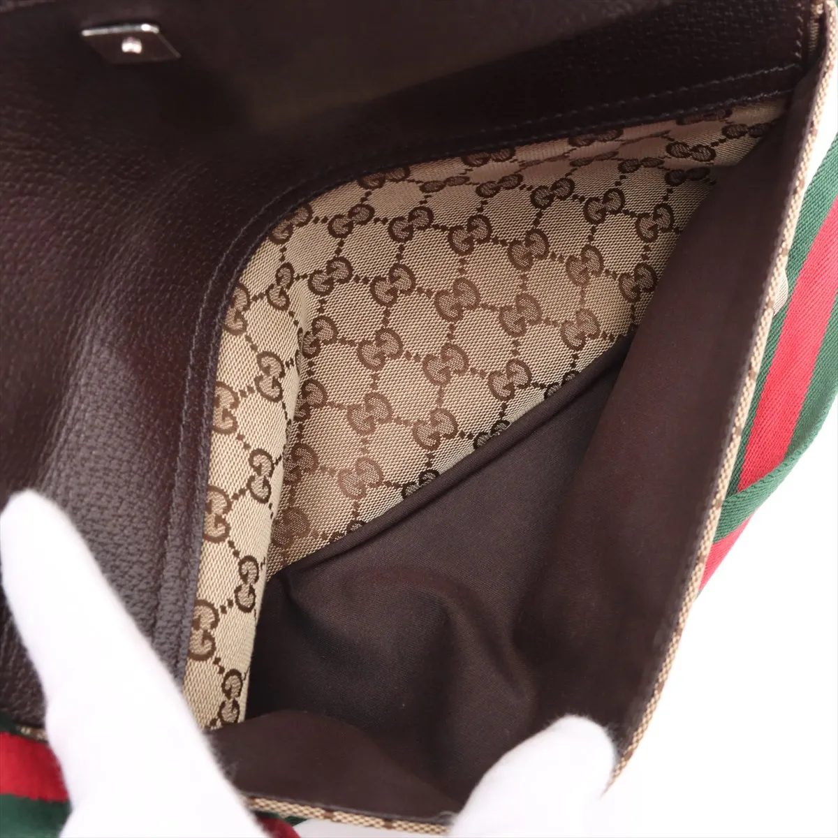 GG Canvas 256100 Canvas x Leather Shoulder Bag Brown — view 8