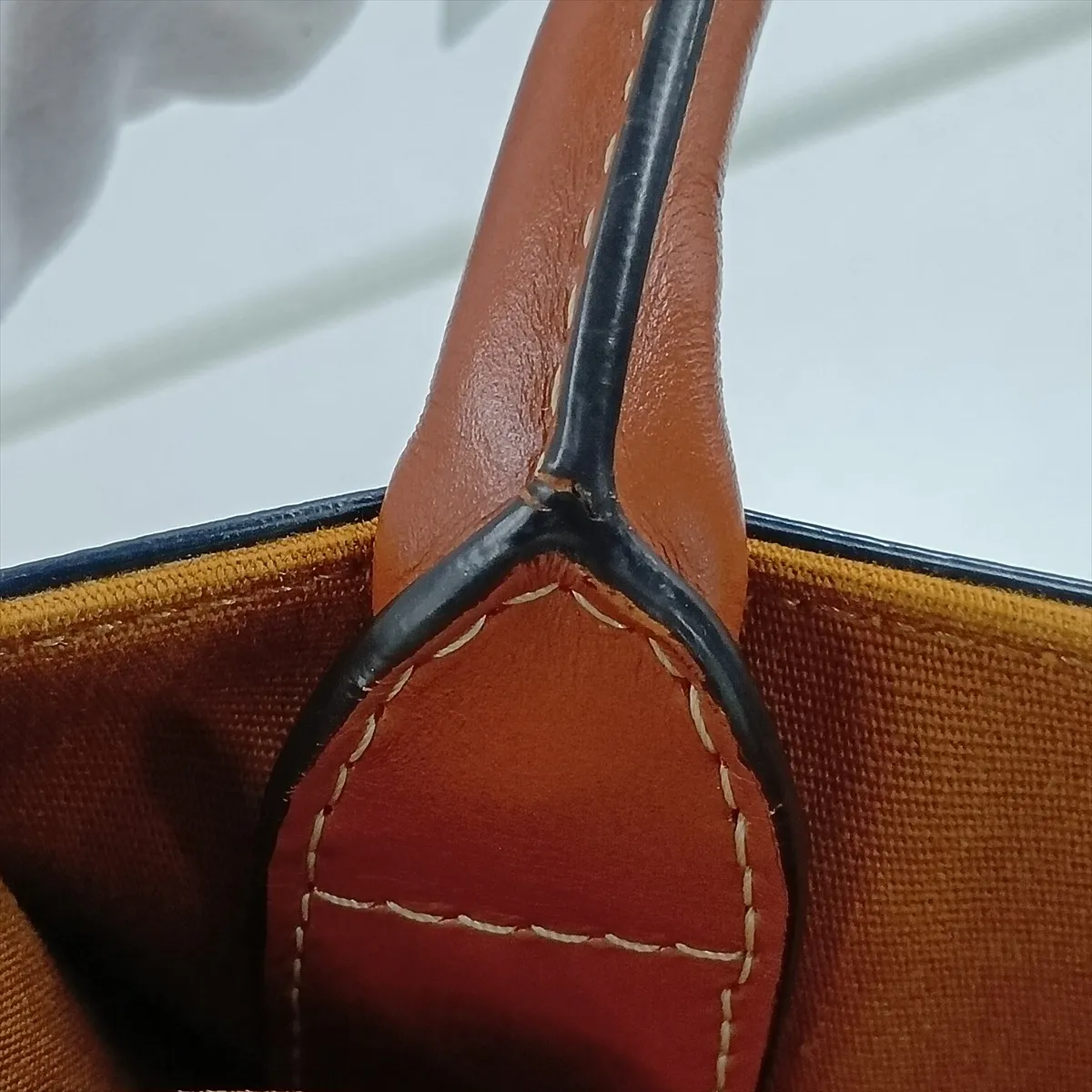 Triomphe Mini Vertical Cabas PVC x Leather 2-Way Handbag Brown — view 11