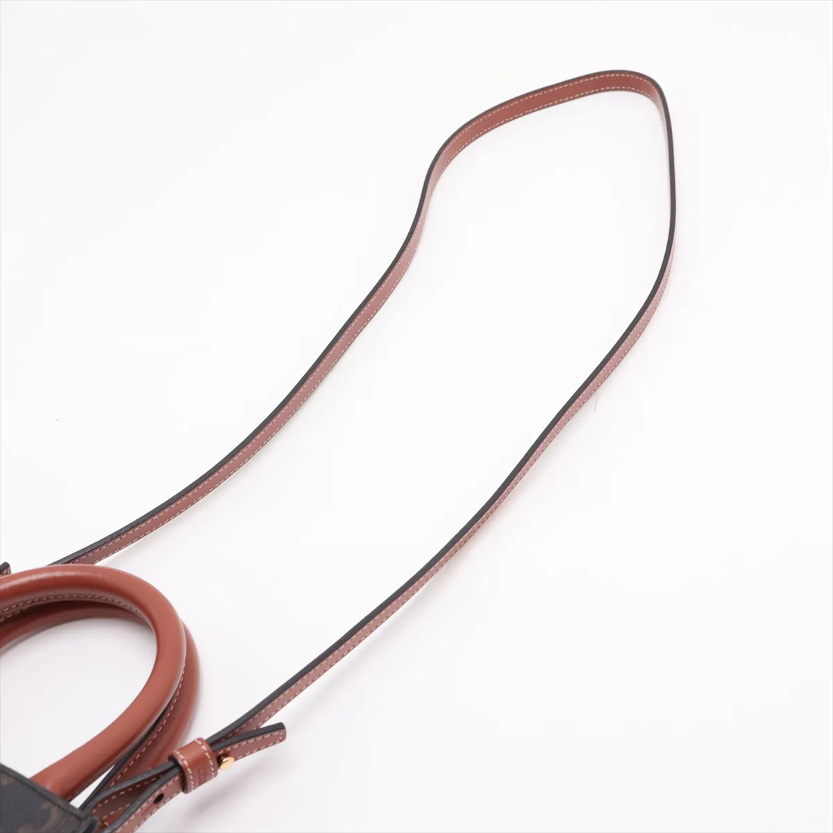 Triomphe Mini Vertical Cabas PVC x Leather 2-Way Handbag Brown — view 7