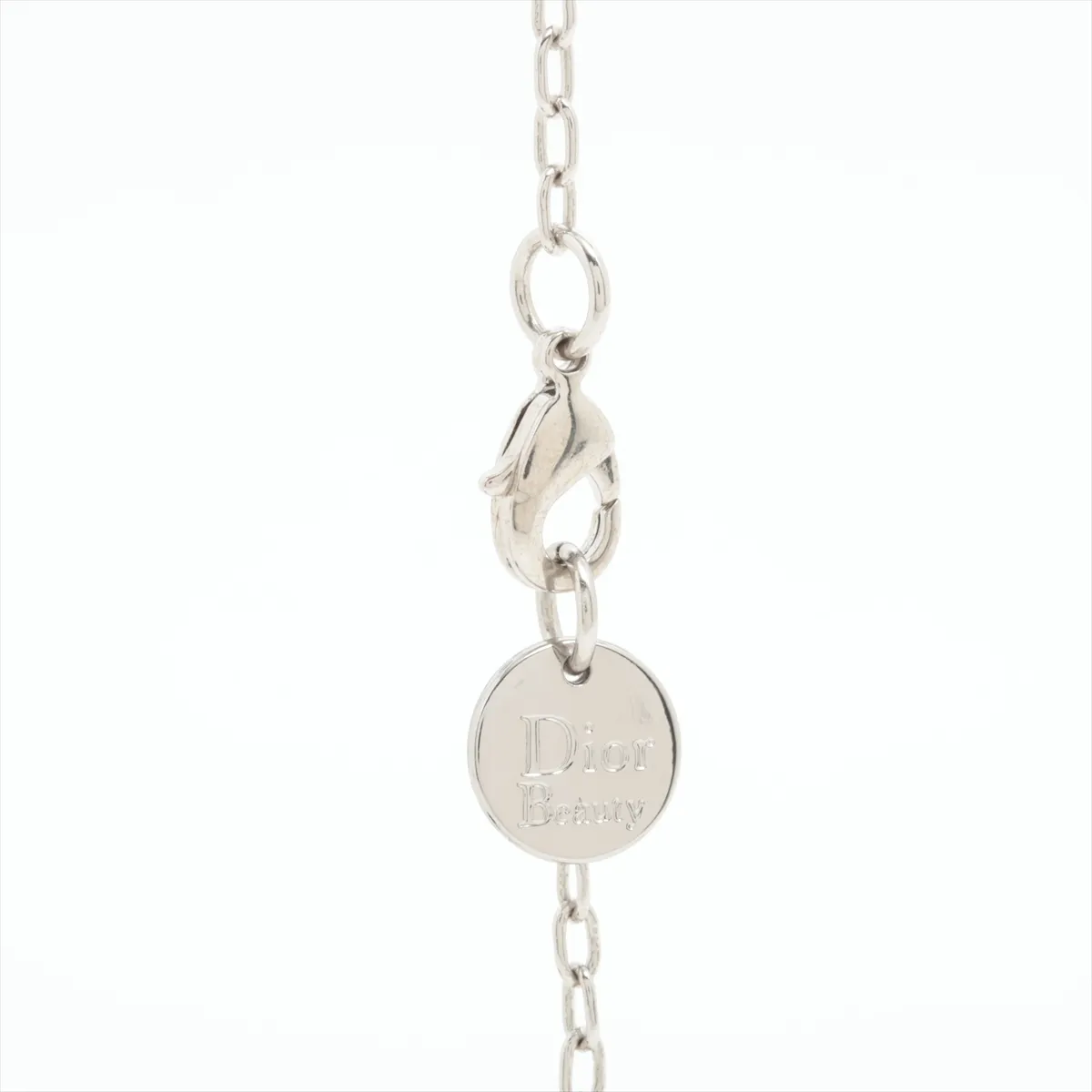 Ribbon Necklace, Metal x Rhinestone x Faux Pearl, Silver. — view 3