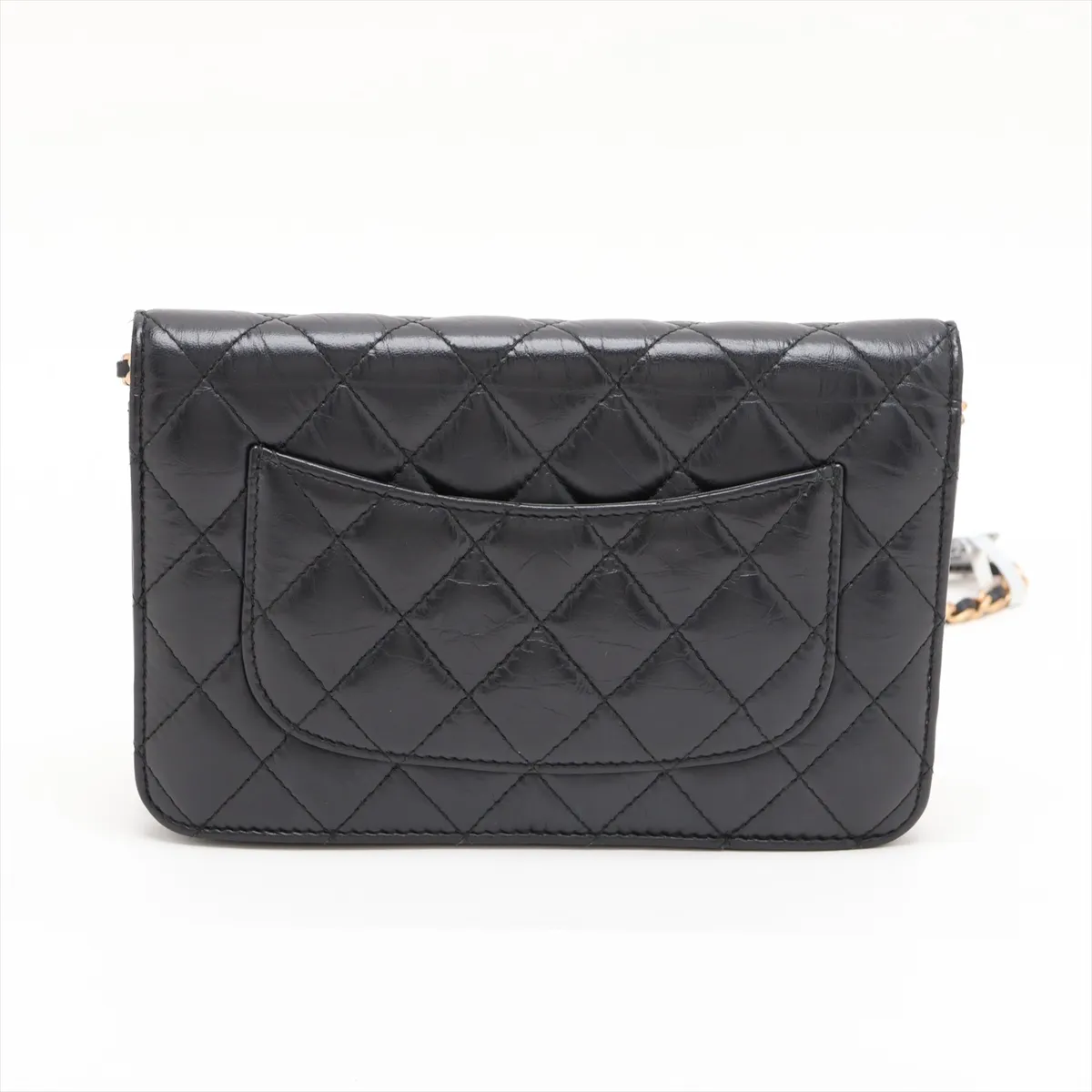 Matelassé Vintage Calf Chain Wallet 2.55 Black Gold Hardware 24602951 (Serial Number 24) — view 2