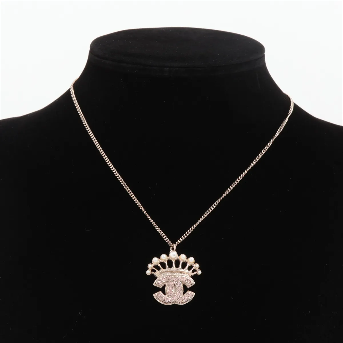 Coco Mark 08C Necklace, GP x Rhinestone x Faux Pearl, Gold, — view 5