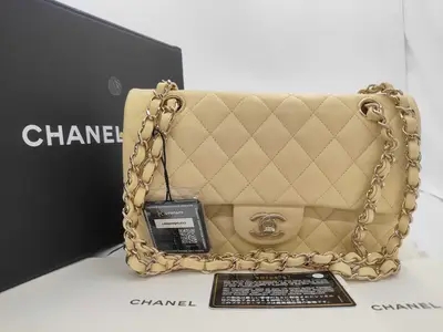Yellow Lambskin CF23 Double Flap Chain Shoulder Bag with GP Hardware (Serial Number 30s, A01113)