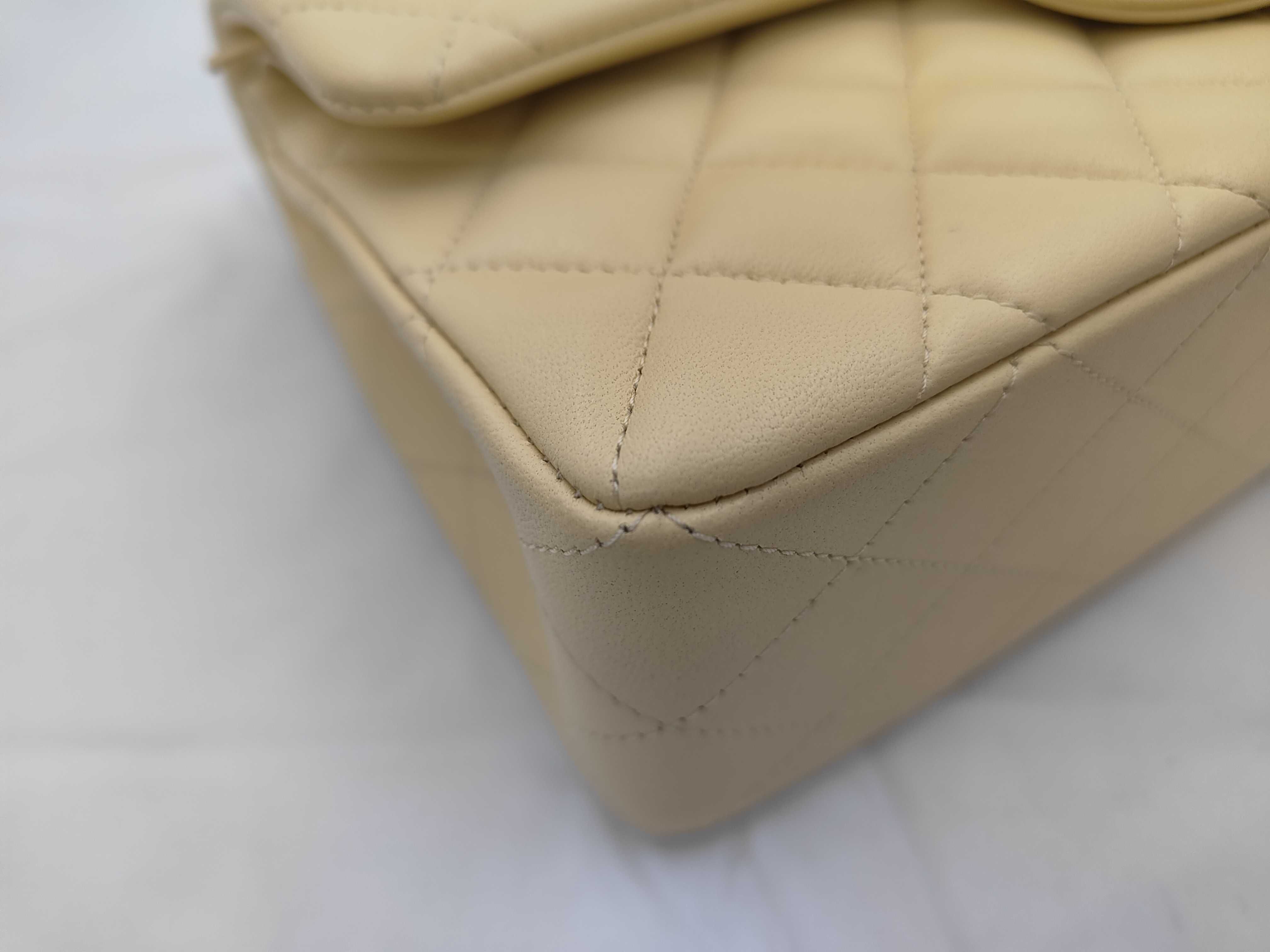 Yellow Lambskin CF23 Double Flap Chain Shoulder Bag with GP Hardware (Serial Number 30s, A01113) — view 6