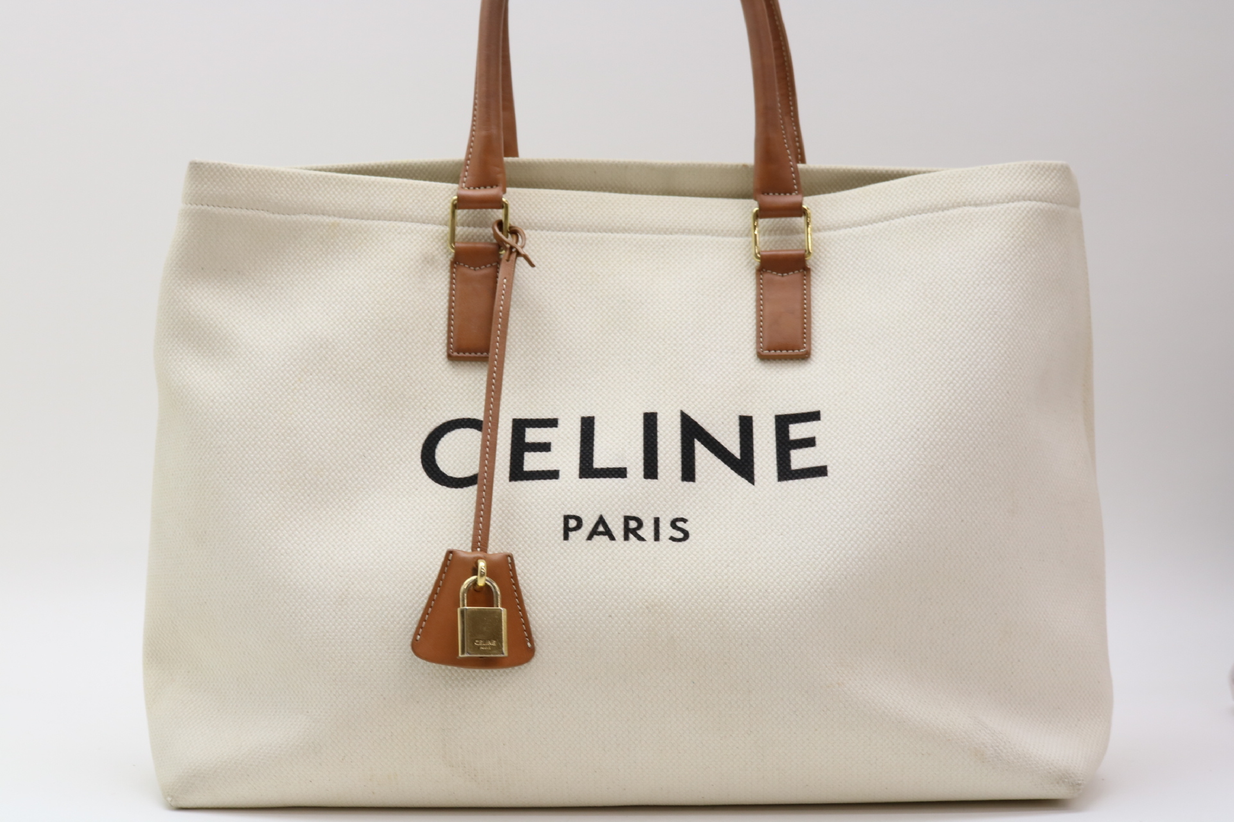 Canvas x Leather Horizontal Cabas Logo Tote Bag