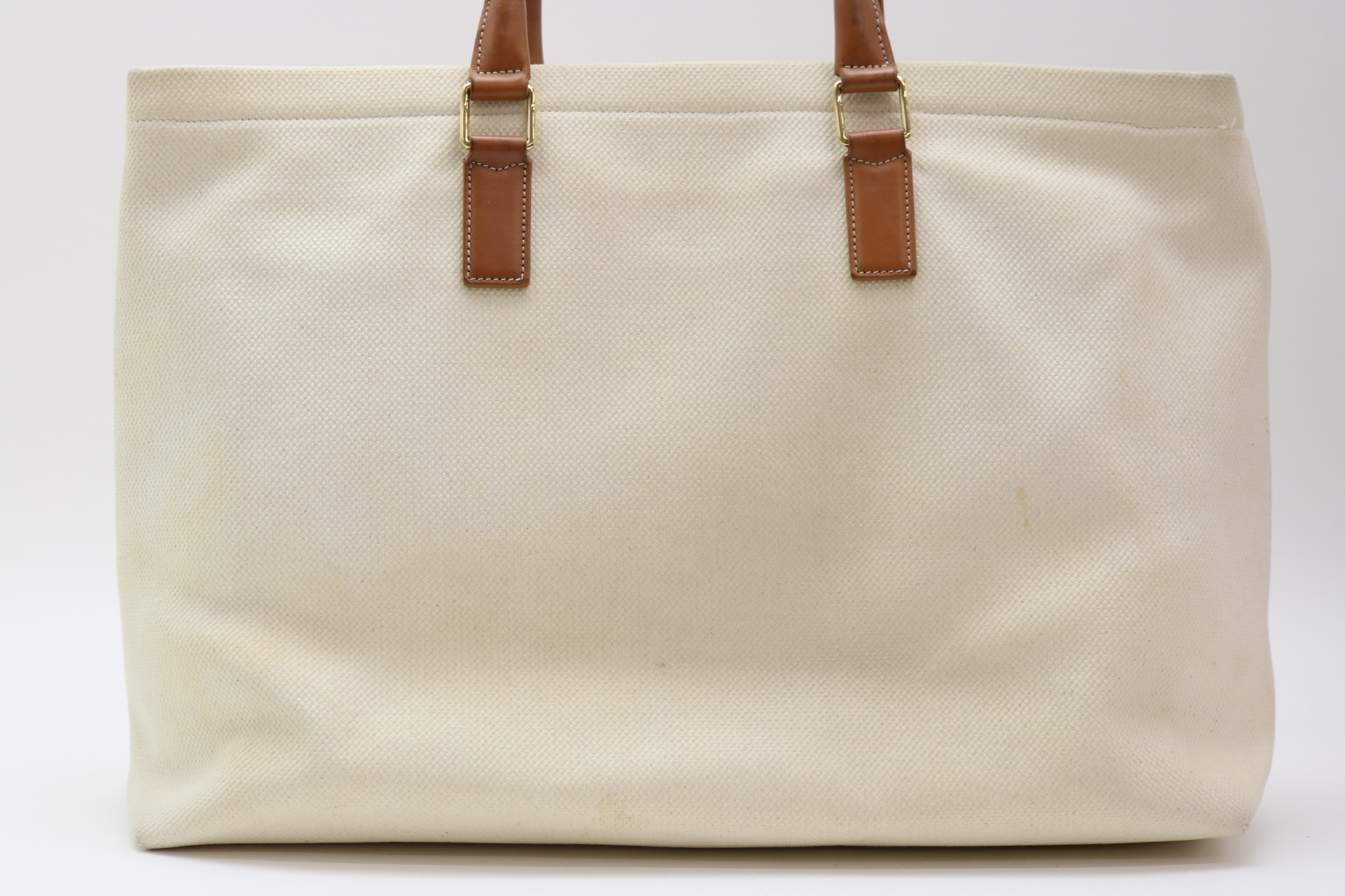 Canvas x Leather Horizontal Cabas Logo Tote Bag — view 2