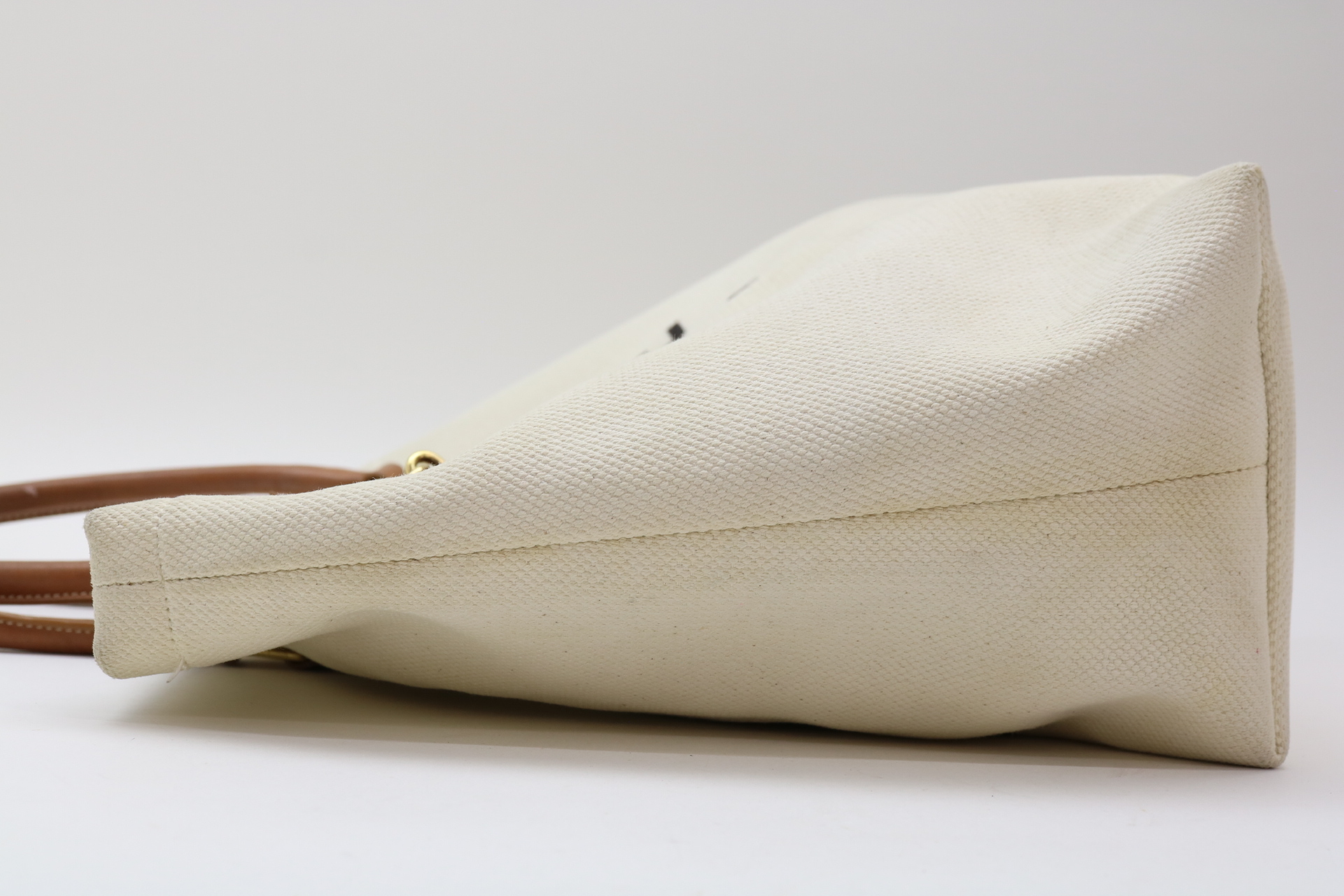 Canvas x Leather Horizontal Cabas Logo Tote Bag — view 3