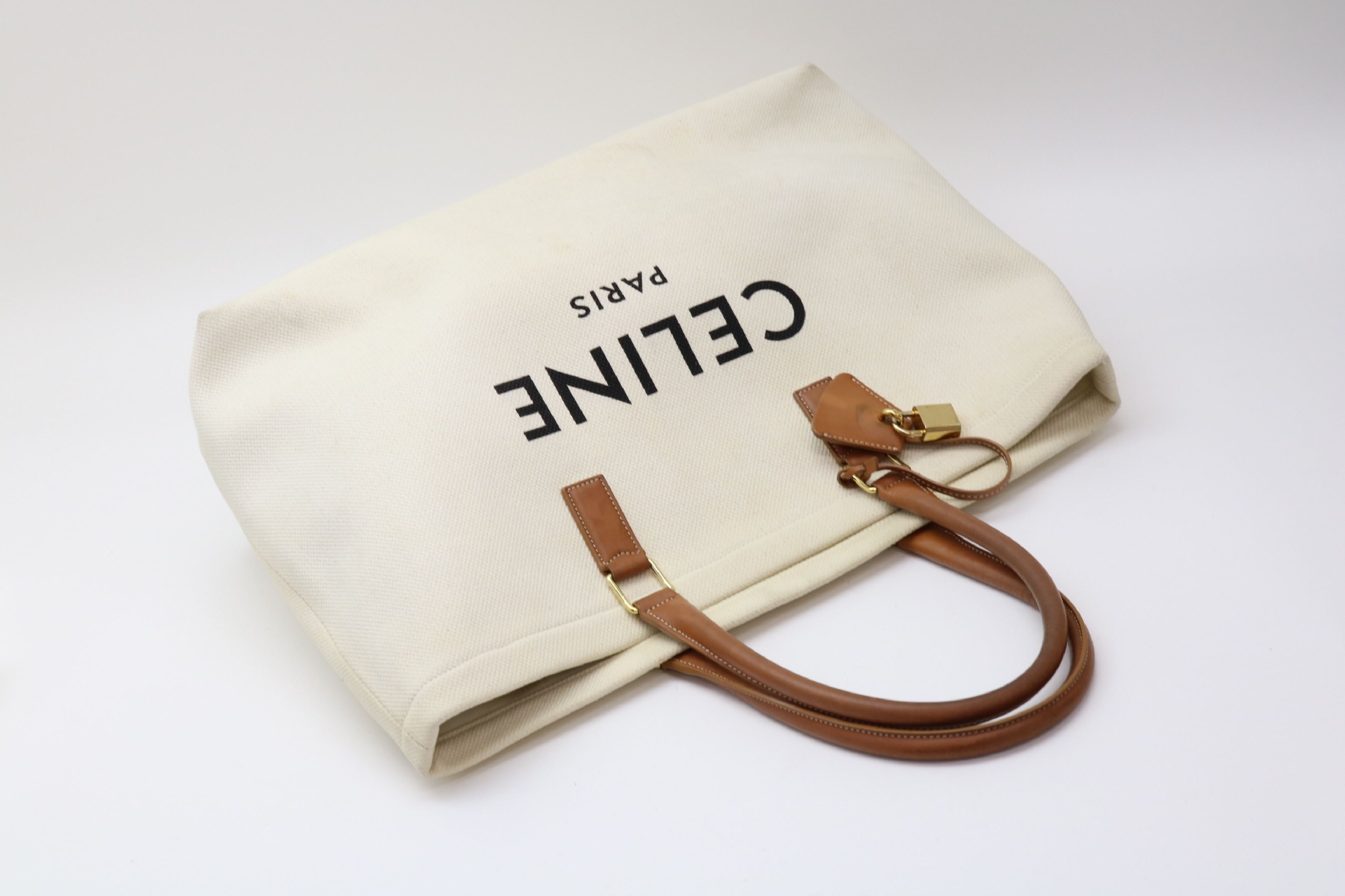 Canvas x Leather Horizontal Cabas Logo Tote Bag — view 8