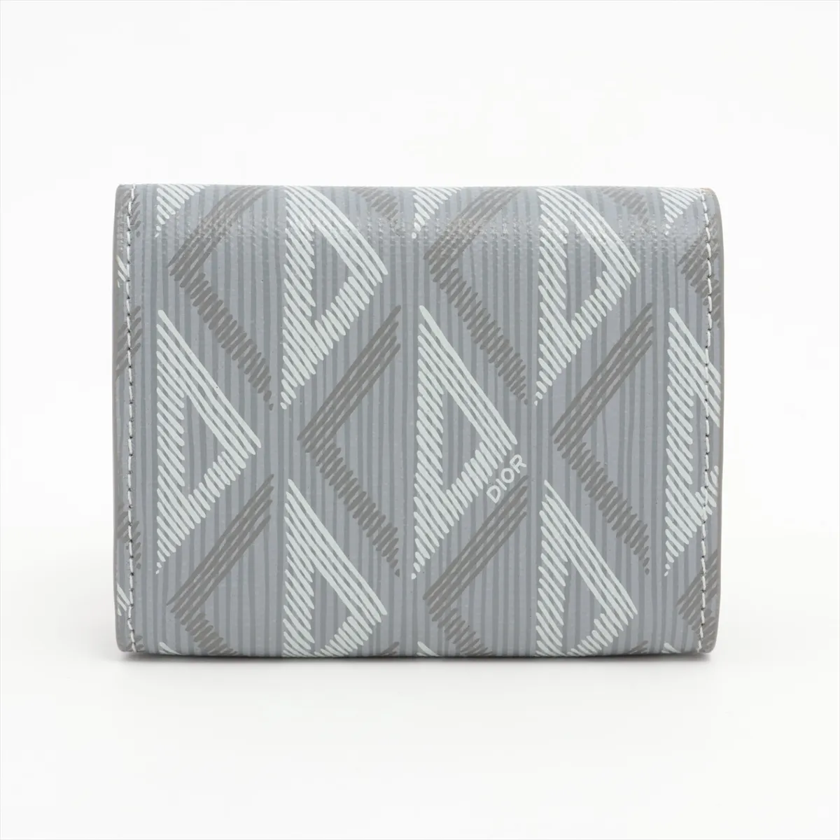 CD Diamond PVC x Leather Compact Wallet Gray — view 2