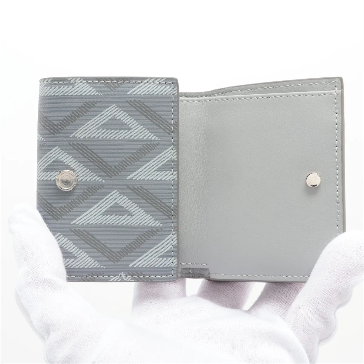 CD Diamond PVC x Leather Compact Wallet Gray — view 4