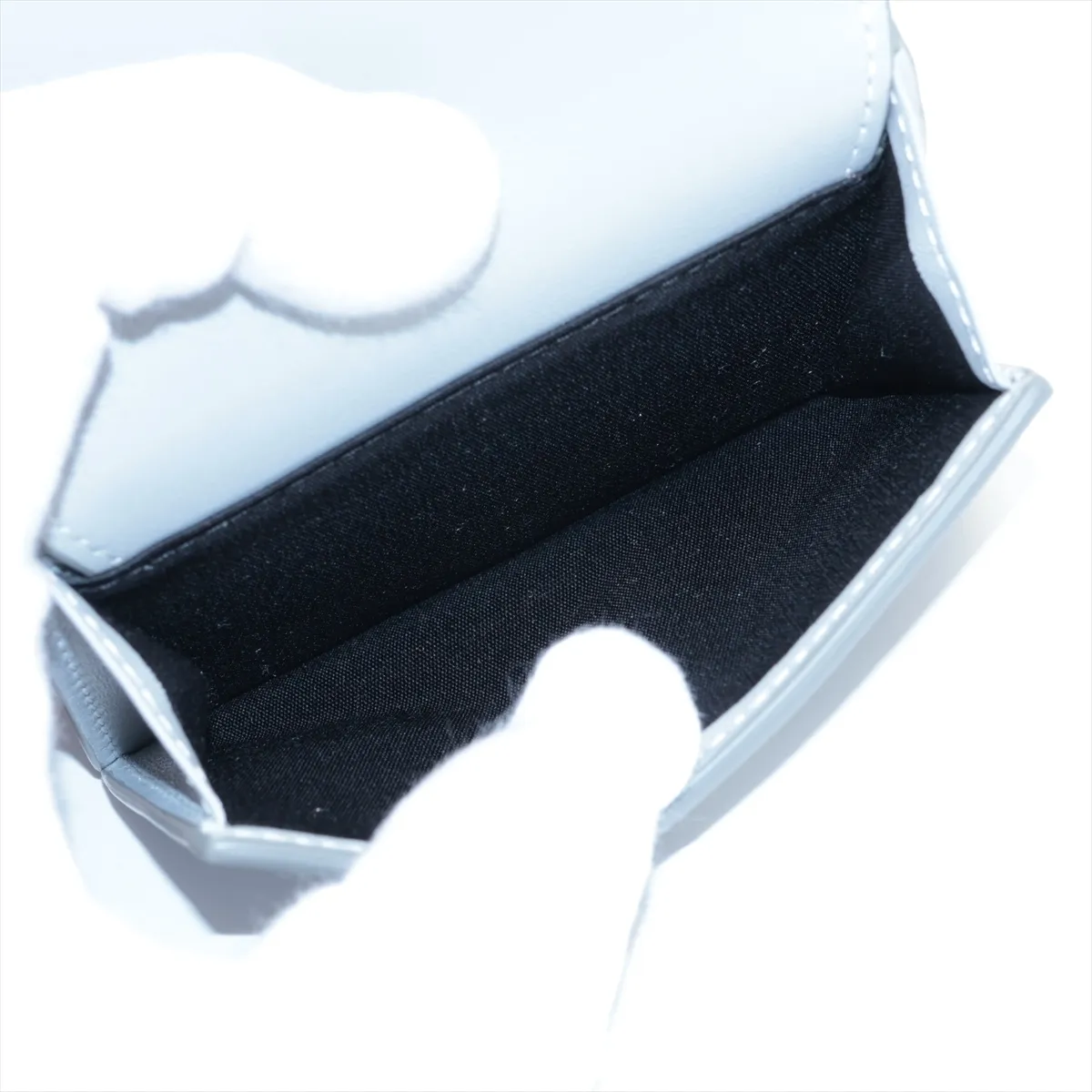 CD Diamond PVC x Leather Compact Wallet Gray — view 7