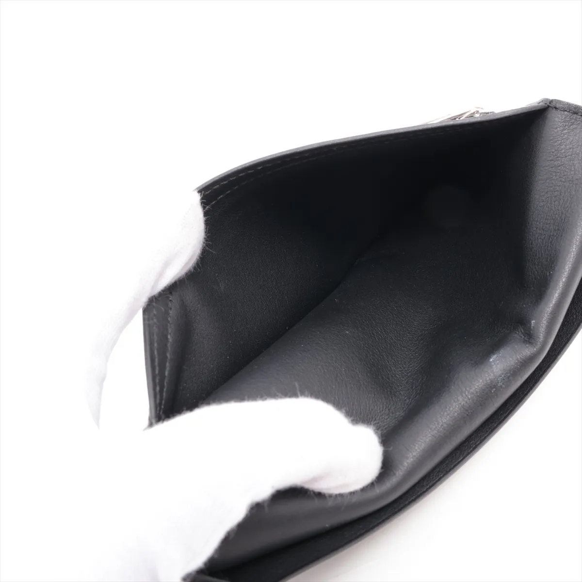 Citizen Twill Long Silk In Leather Long Wallet, Black, Silver Hardware, Condition B: 2023 — view 6