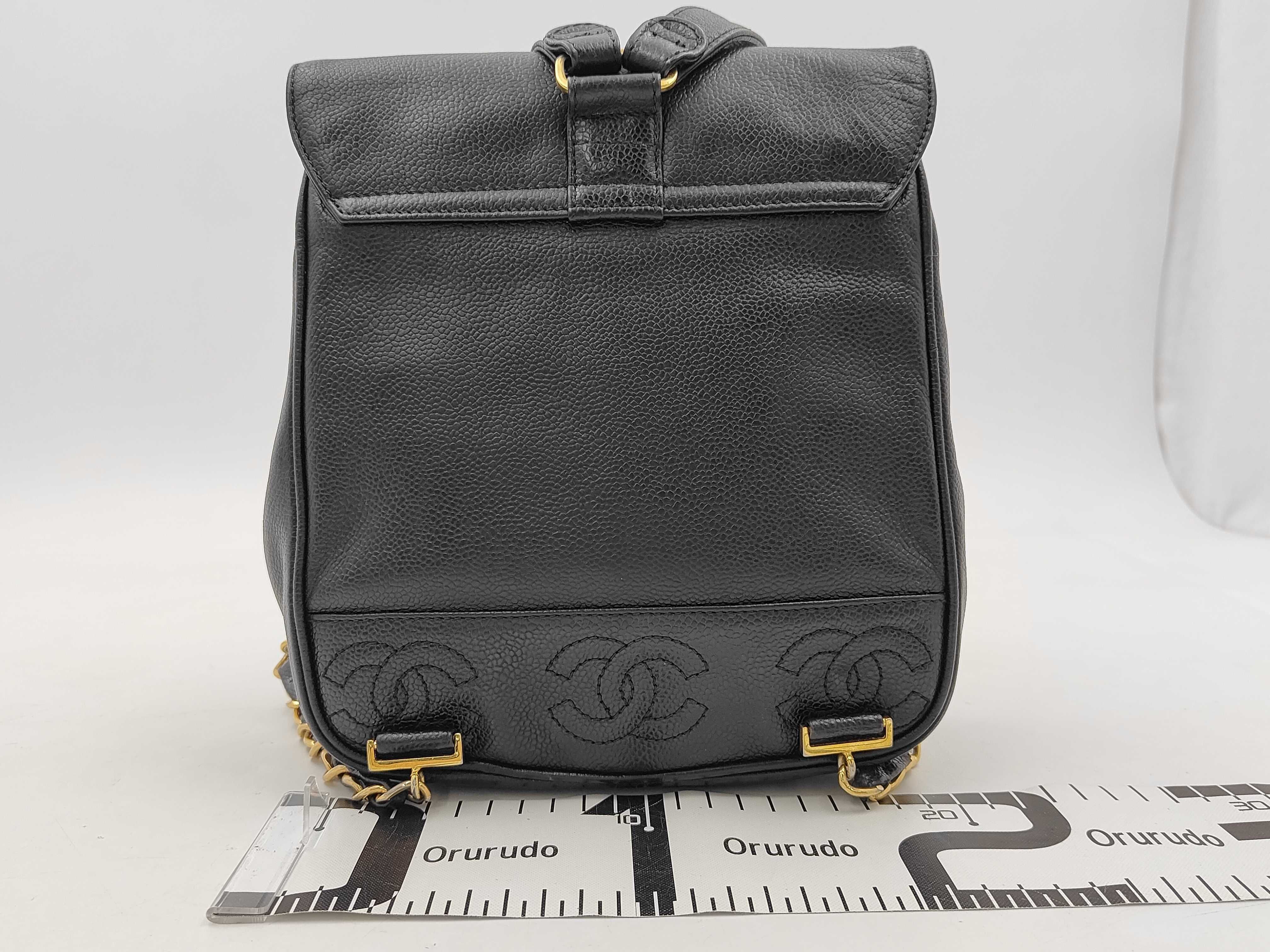Triple Coco Turnlock Backpack, Caviar Leather, Gold Hardware, Black, 4267896 (Backpack) — view 2