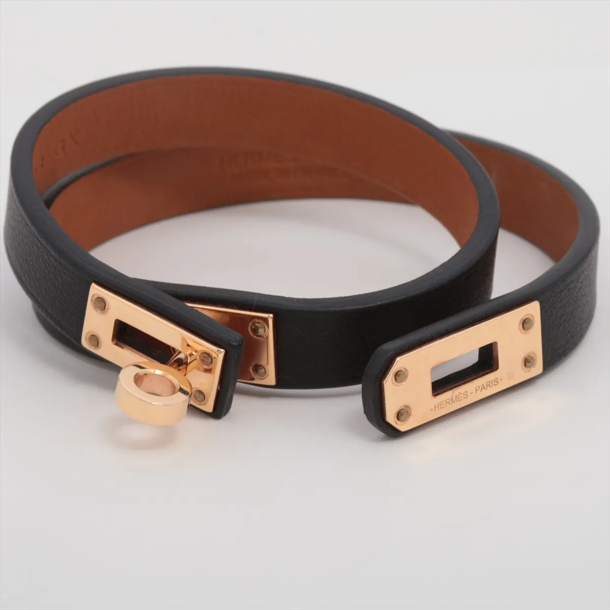 Mini Kelly Double Tour B:2023 Bracelet T1 GP x Leather Black x Gold — view 5