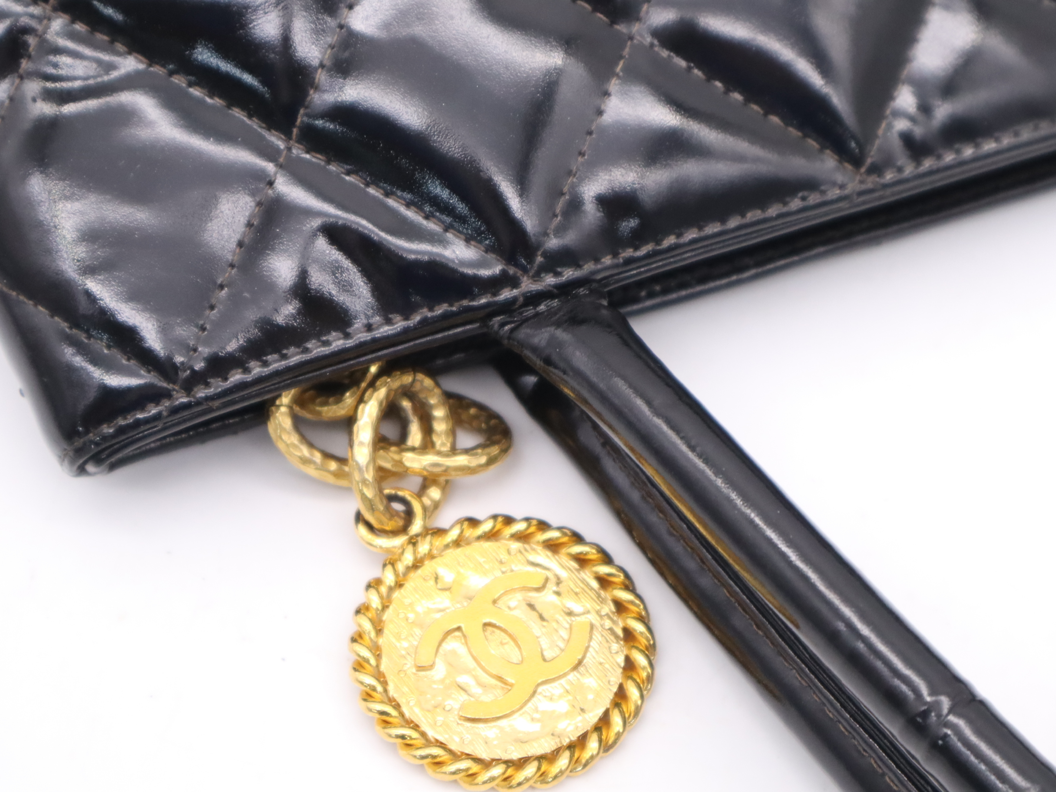 Enamel Matelassé Reissue Tote Bag with Gold Hardware, Black Seal, Card Holder, 4593553 — view 7
