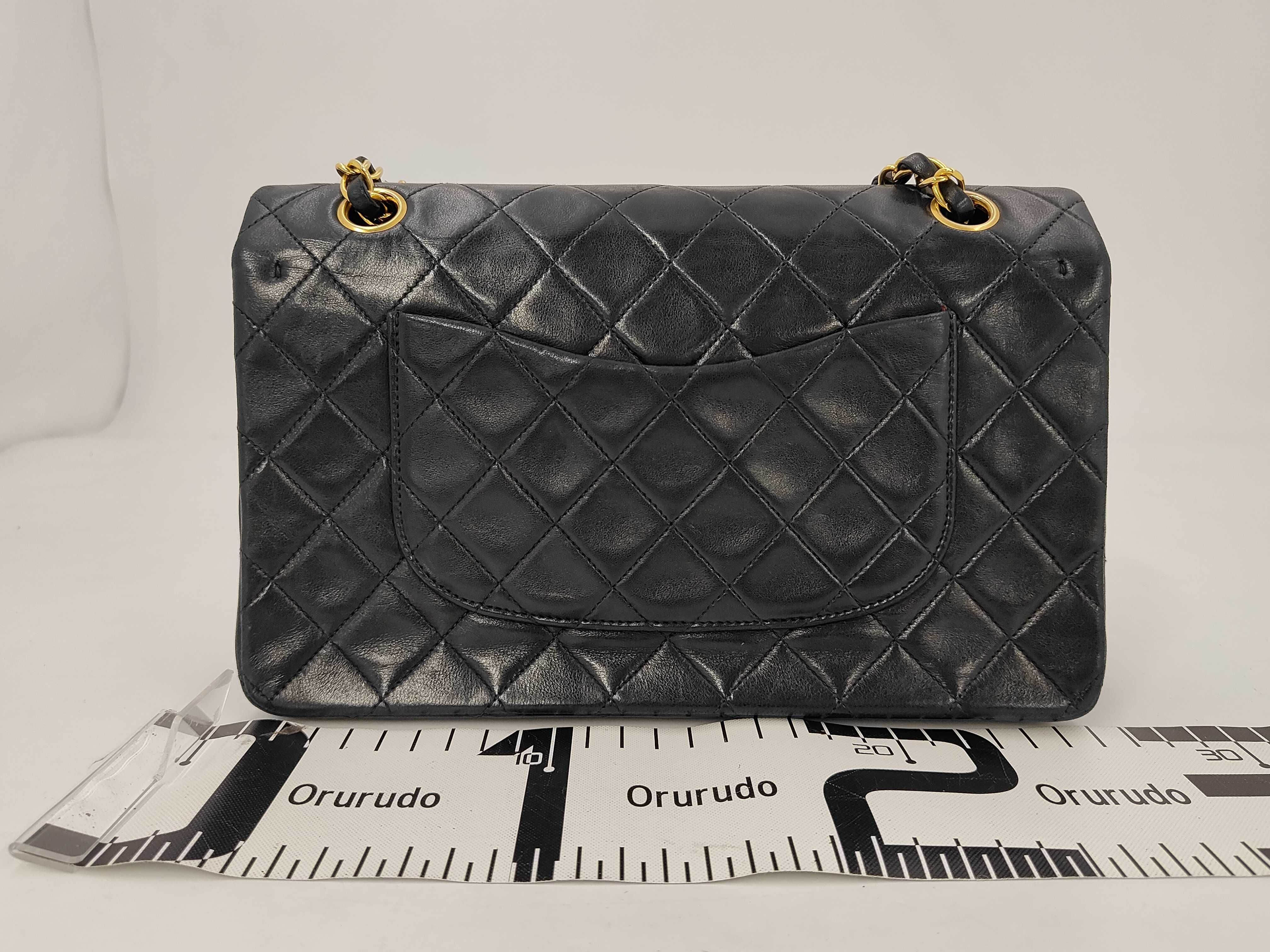 Matelassé 25 Lambskin Double Flap Double Chain Bag, Black with Gold Hardware, A01112 2333956, Guarantee Card, Shoulder Bag — view 2