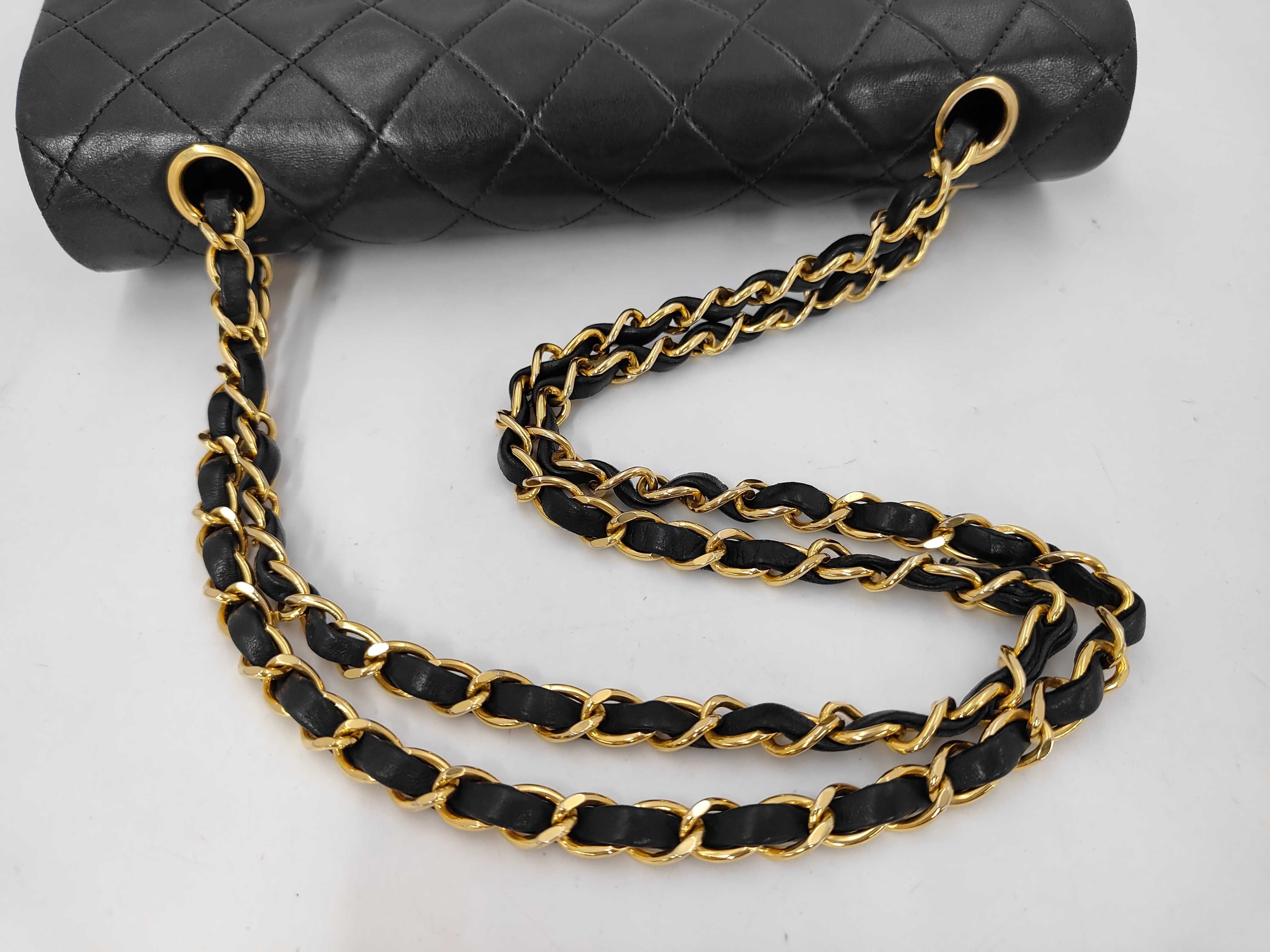 Matelassé 25 Lambskin Double Flap Double Chain Bag, Black with Gold Hardware, A01112 2333956, Guarantee Card, Shoulder Bag — view 5