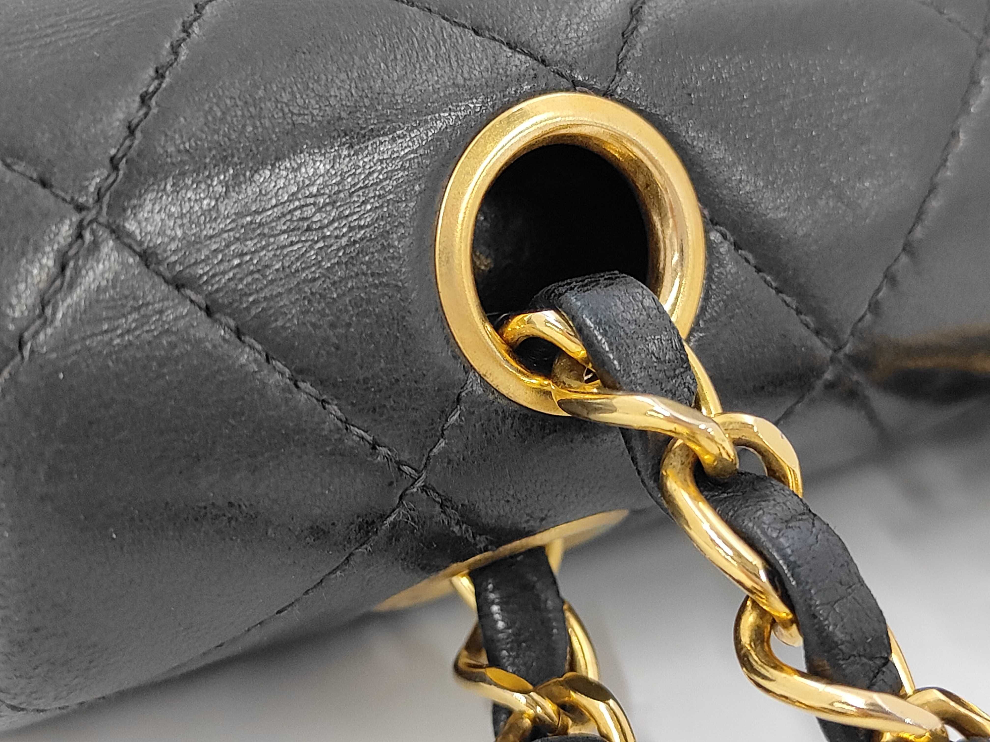 Matelassé 25 Lambskin Double Flap Double Chain Bag, Black with Gold Hardware, A01112 2333956, Guarantee Card, Shoulder Bag — view 6