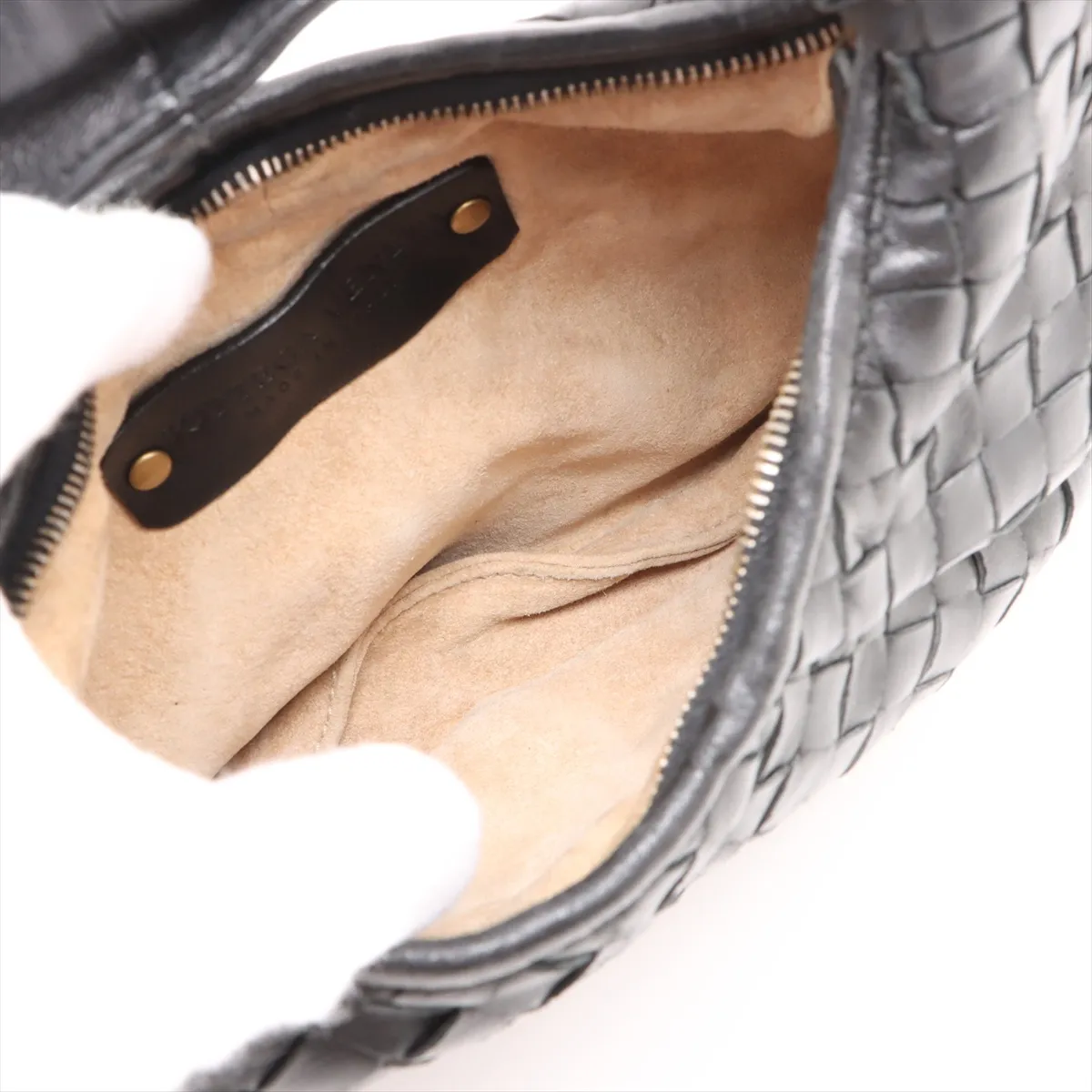 Intrecciato Leather Handbag Black 189227 — view 7