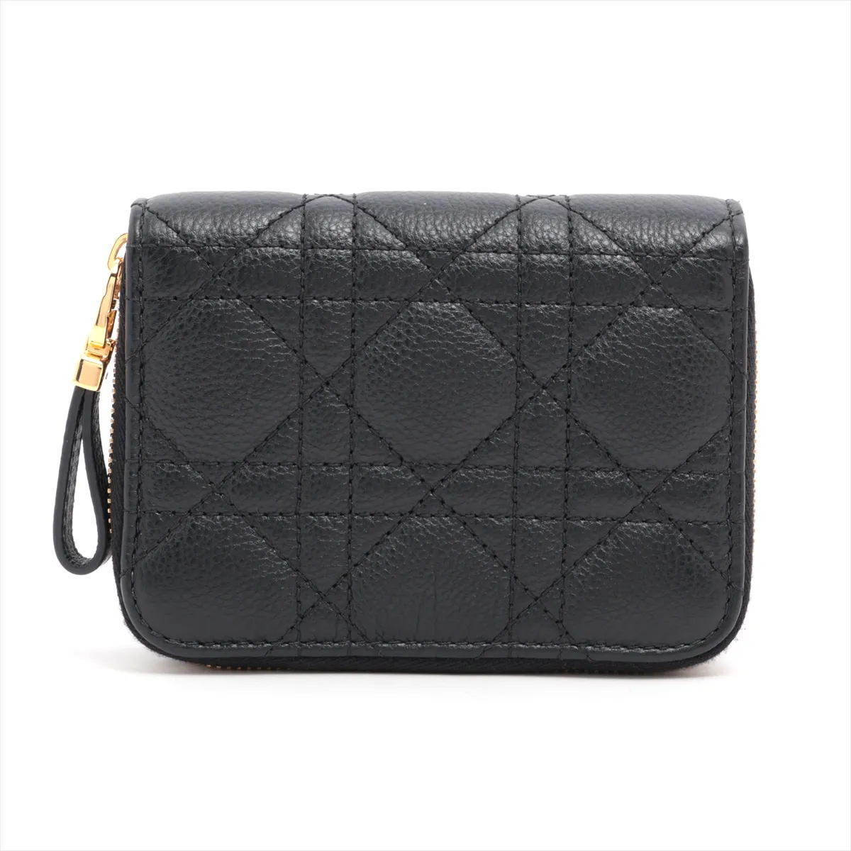Lady Dior Cannage Caro Leather Compact Wallet Black — view 2