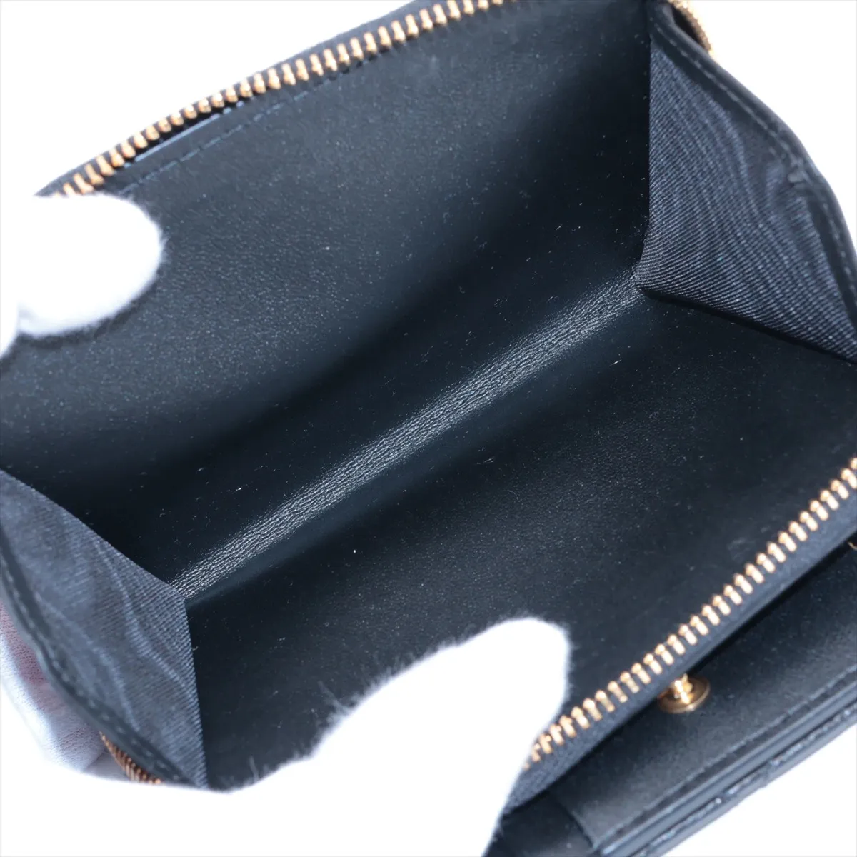 Lady Dior Cannage Caro Leather Compact Wallet Black — view 5